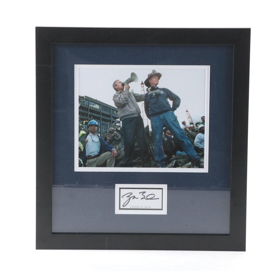 President George W. Bush Framed Mat Cut Signature With Giclée Print