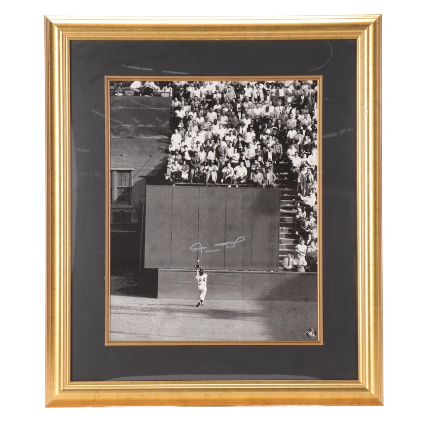 Willie Mays Signed "The Catch" Giclée Print in Mat Frame