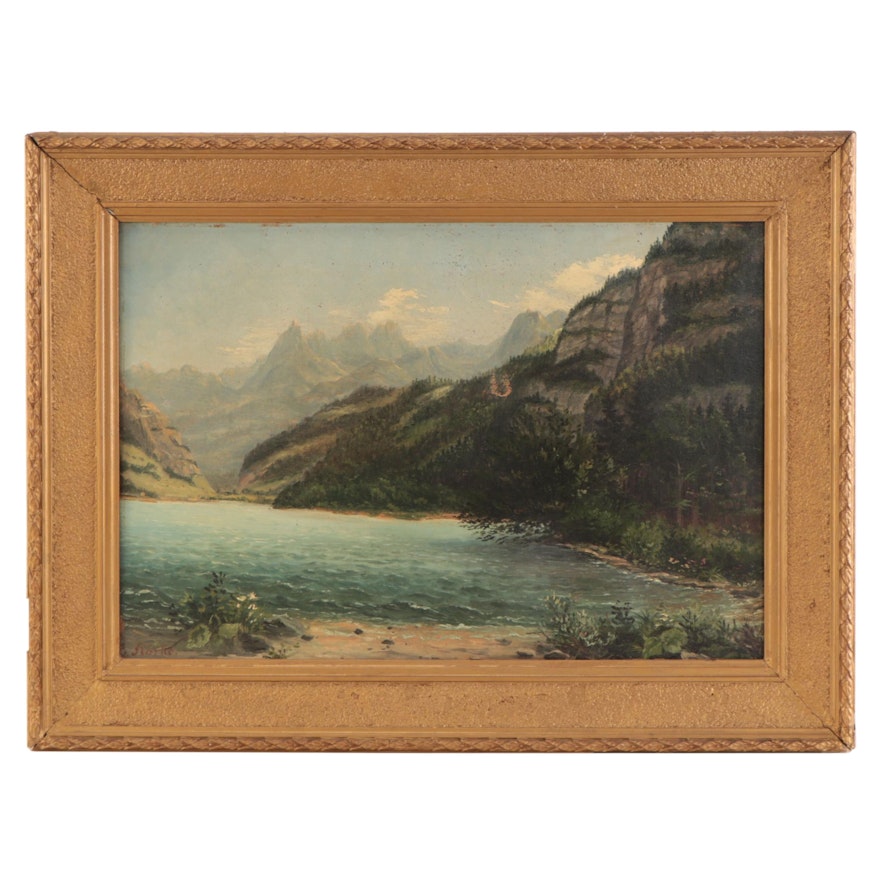 European Coastal Landscape Oil Painting, Circa 1900