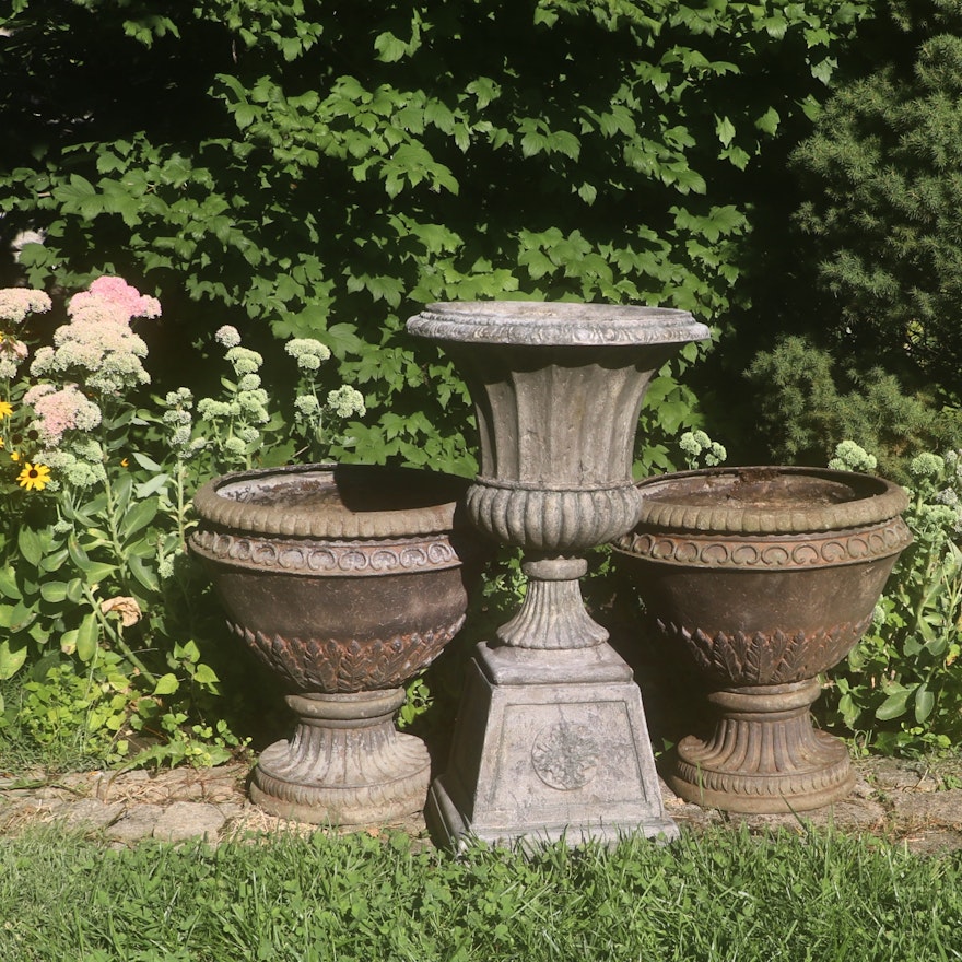 Collection of Fiberglass Urn-Shaped Planters
