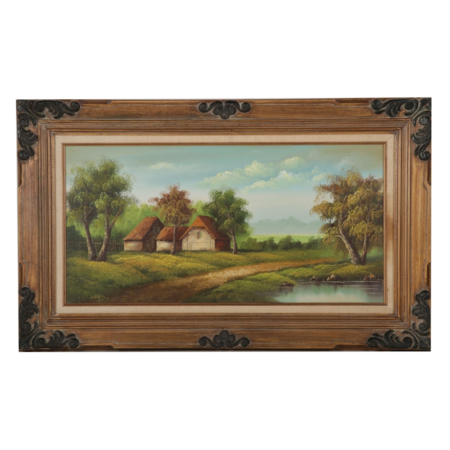 Landscape Oil Painting of a Countryside Estate