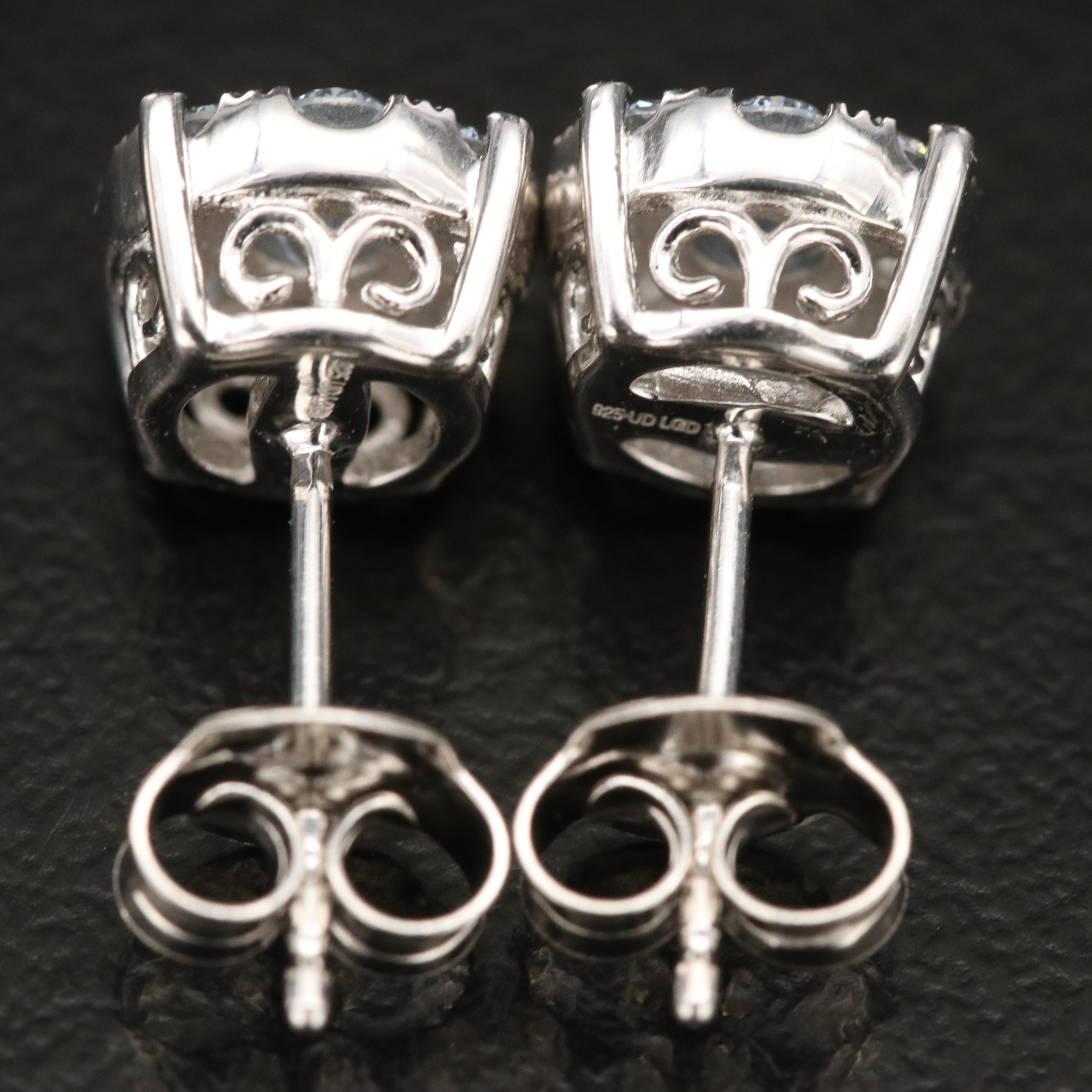 Sterling Lab Grown Diamond Stud Earrings