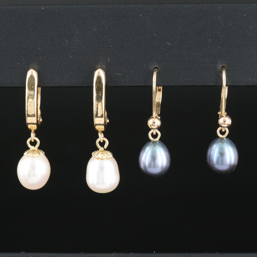 14K Pearl Drop Earrings