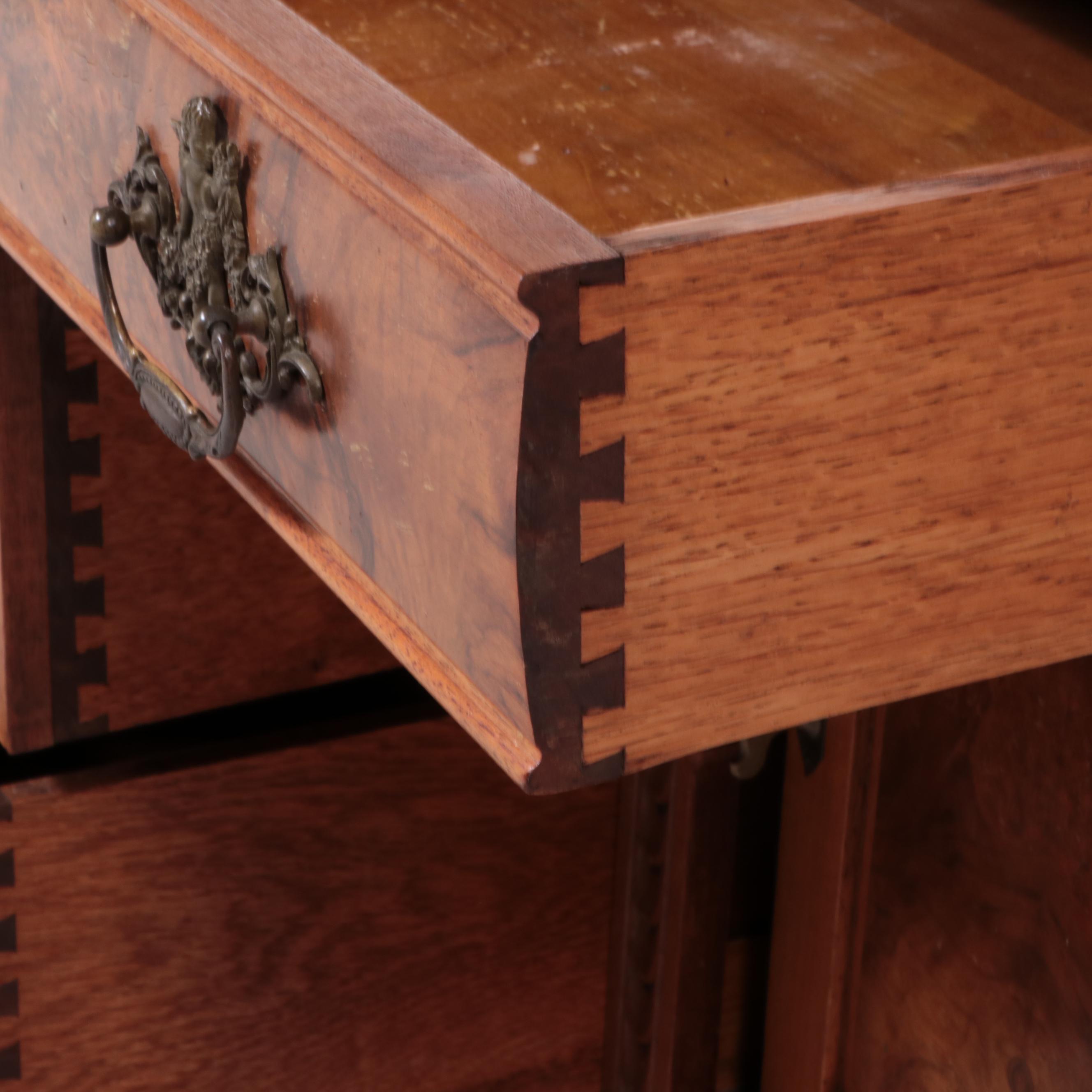 Victorian Eastlake Walnut and Burl Walnut Washstand with Marble Top, Late 19th C