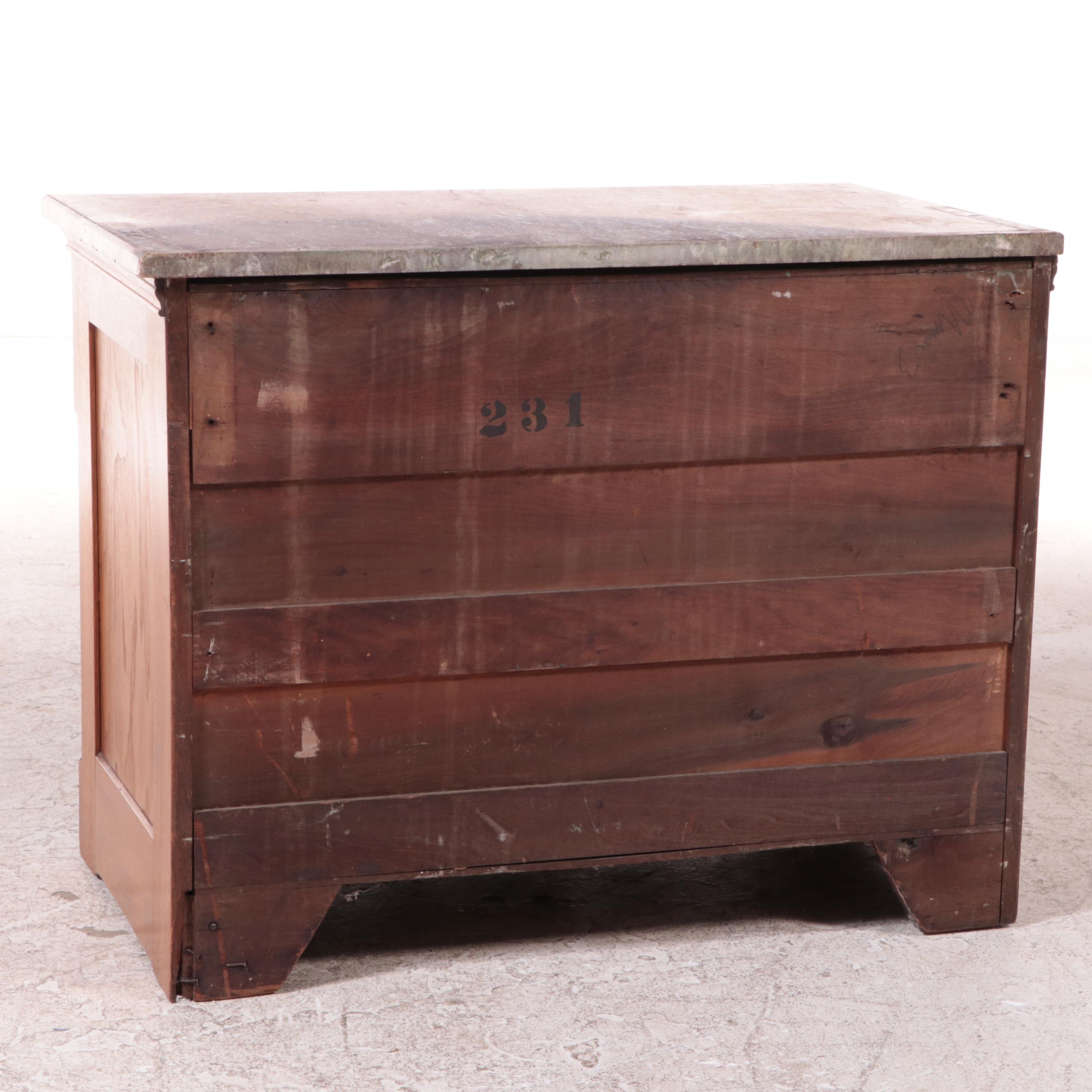 Victorian Eastlake Walnut and Burl Walnut Washstand with Marble Top, Late 19th C