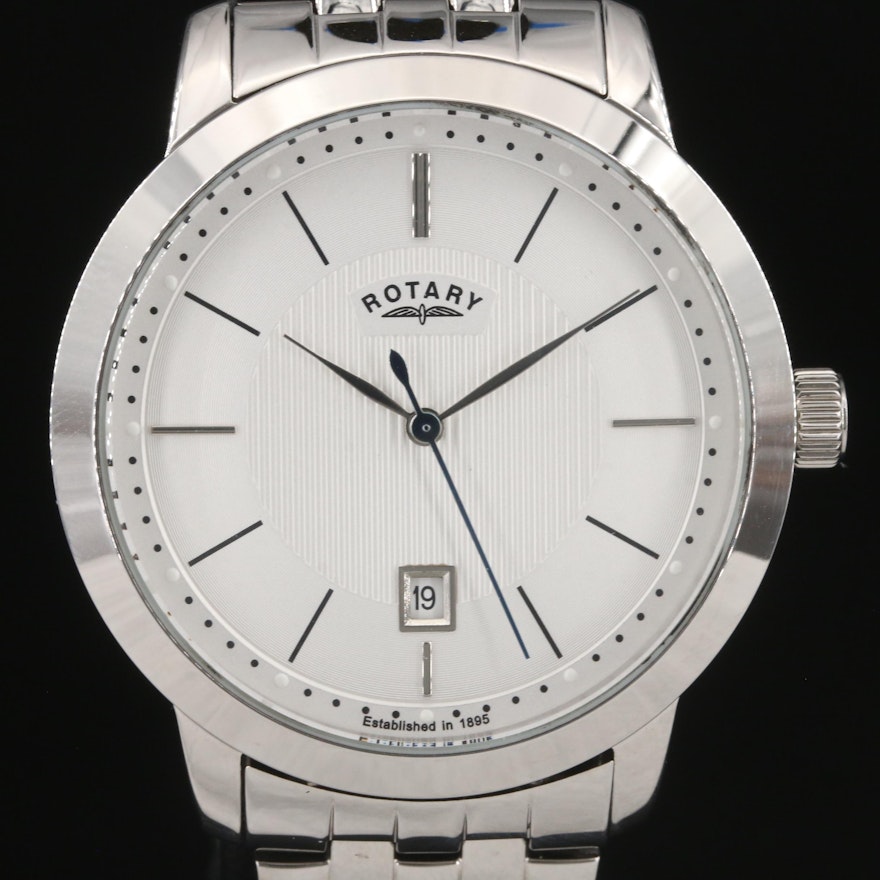 Rotary Quartz White Dial Wristwatch