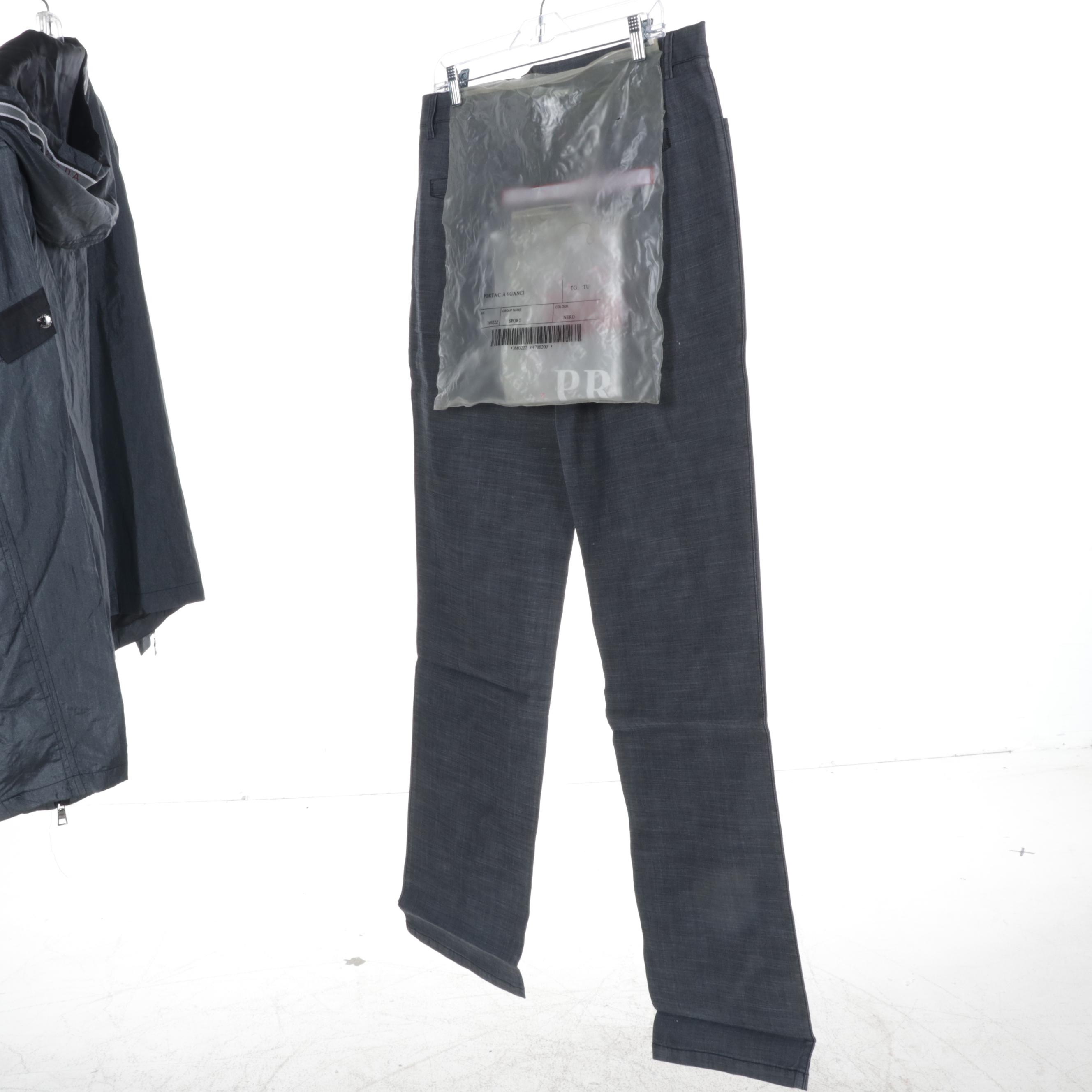 Men's Prada Linea Rossa Windbreaker and Pants with Button-Up Shirt