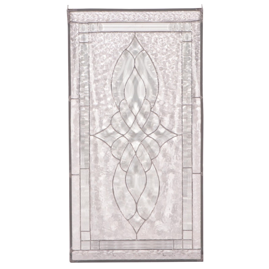 Arts and Crafts Style Beveled and Textured Glass Handcrafted Window Hanging