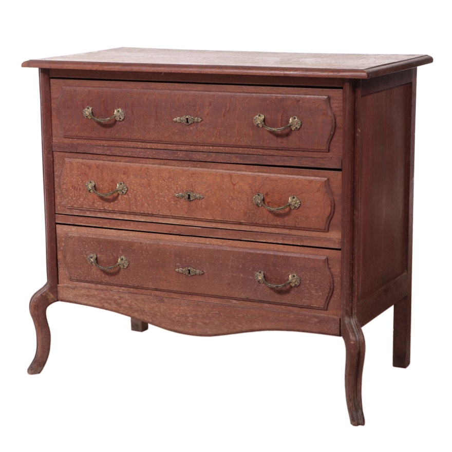 French Provincial Oak Three-Drawer Chest, Early 20th Century