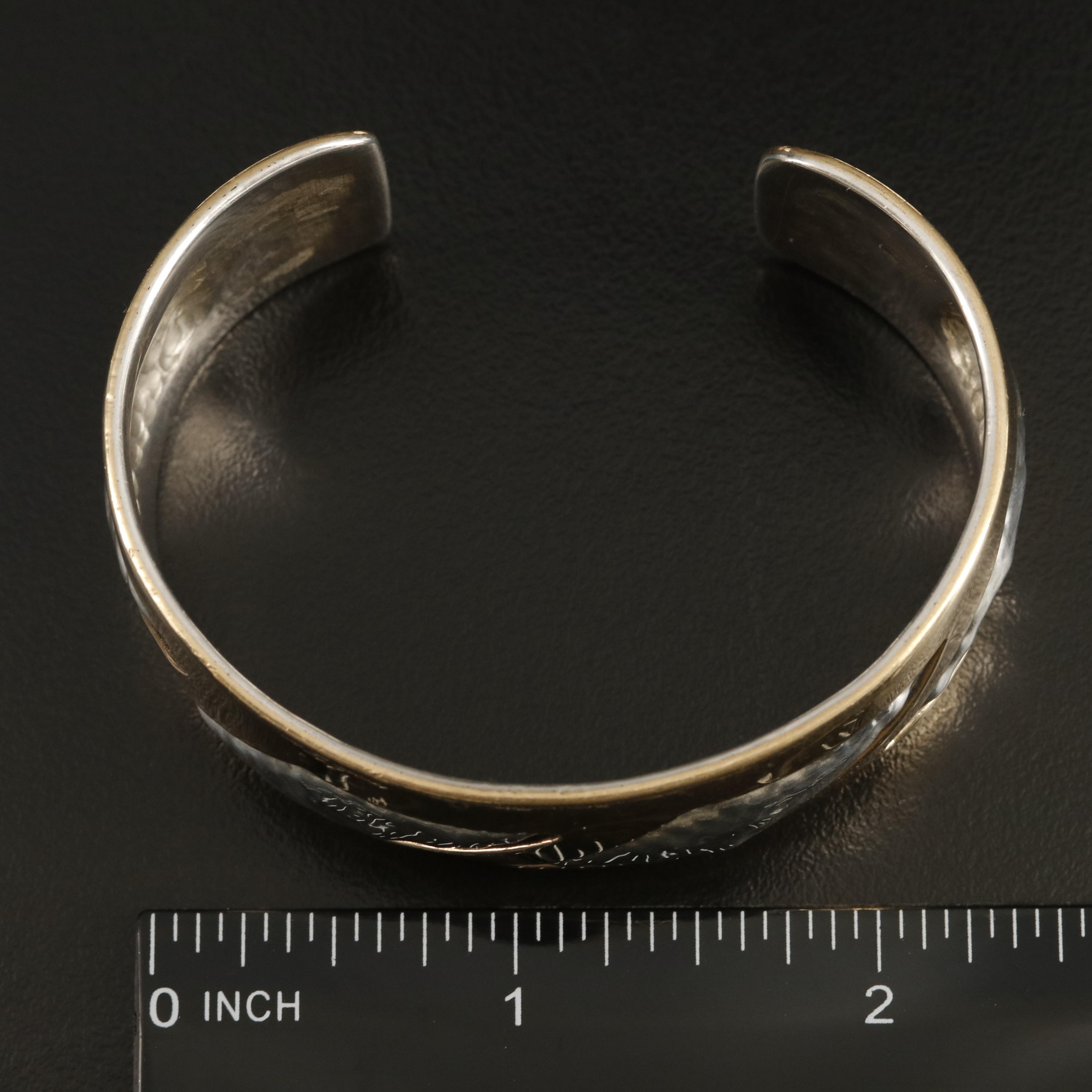 1990s Peter R Drucker Sterling Repoussé Hammered Cuff