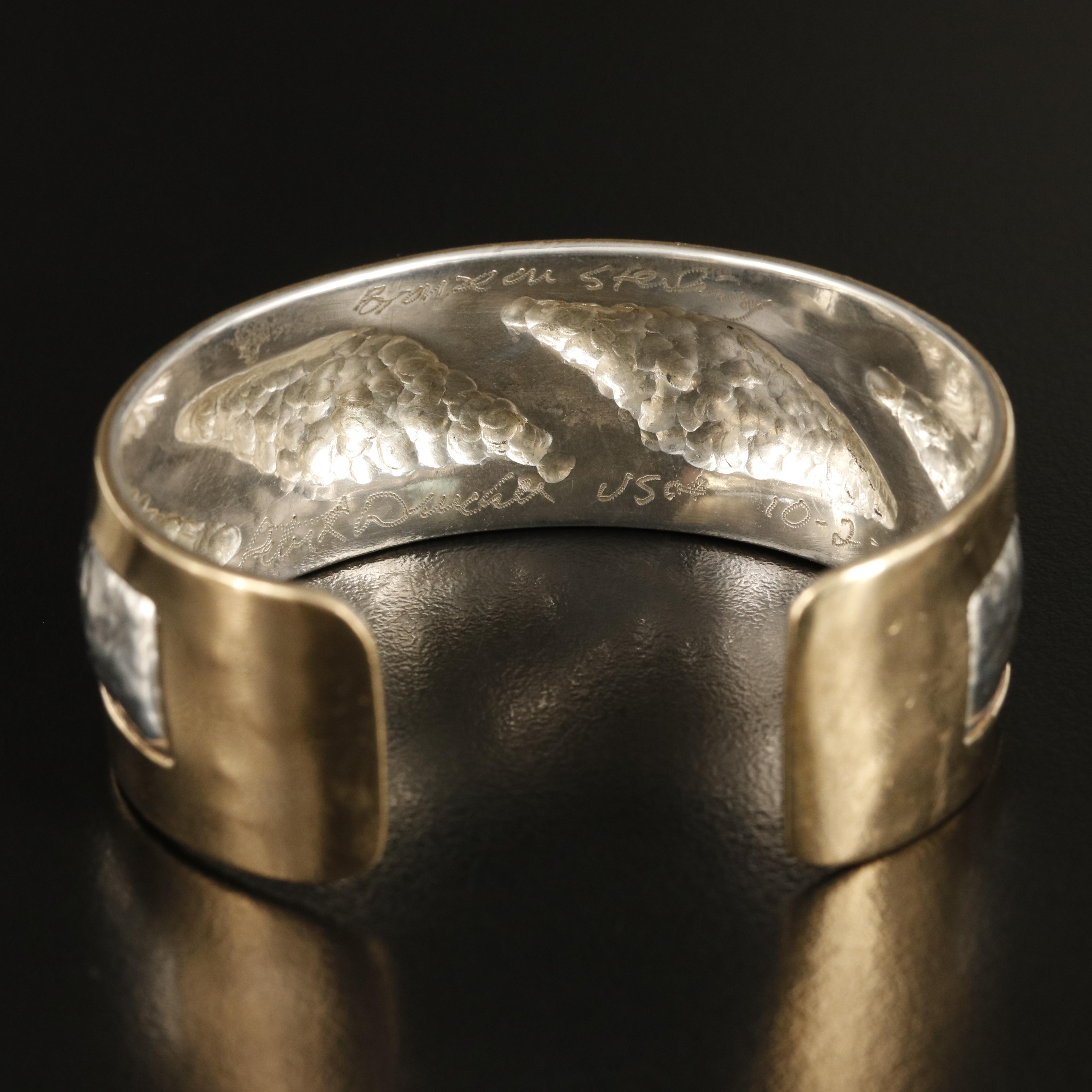 1990s Peter R Drucker Sterling Repoussé Hammered Cuff