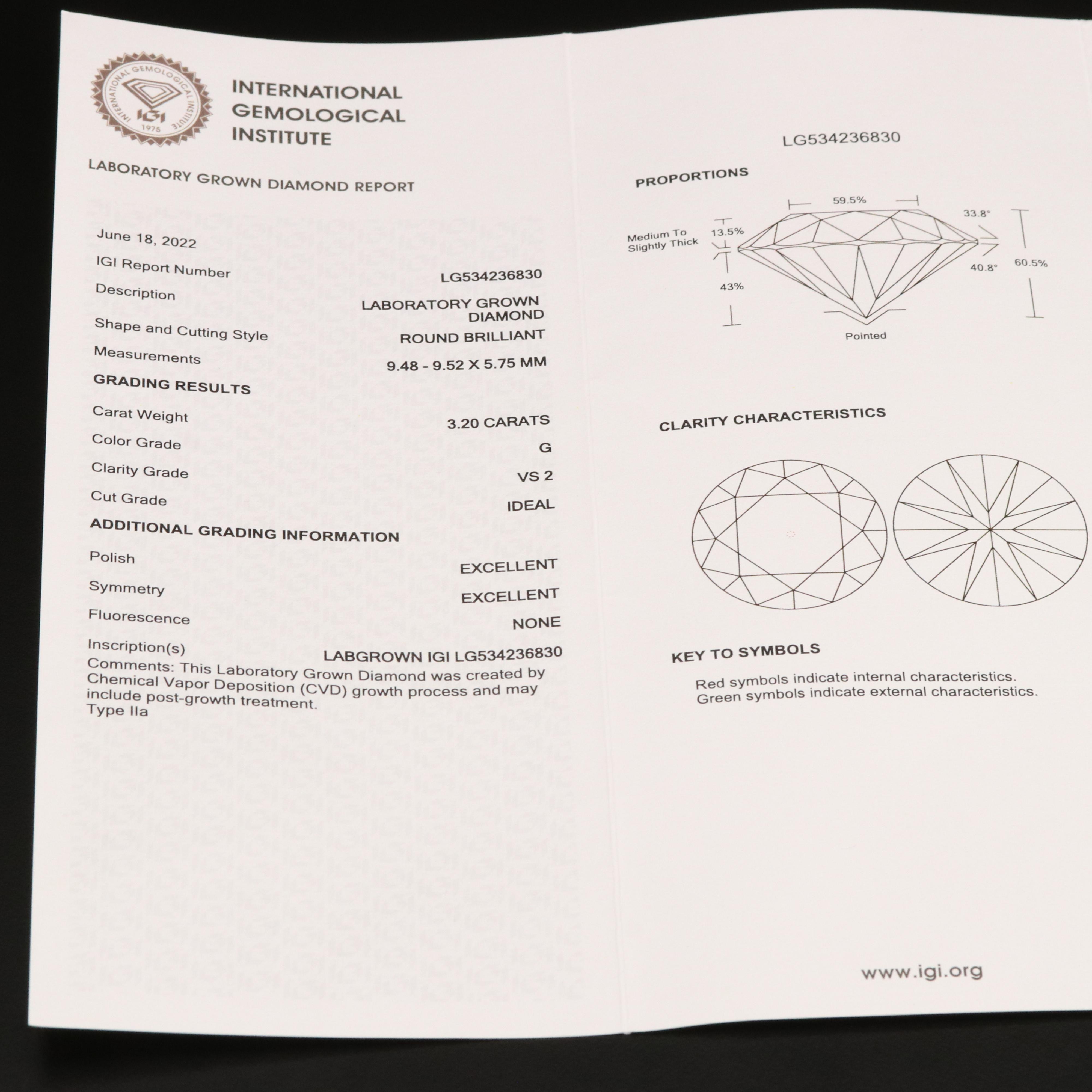 A. Jaffee Platinum 3.80 CTW Lab Grown Diamond Ring with IGI Report