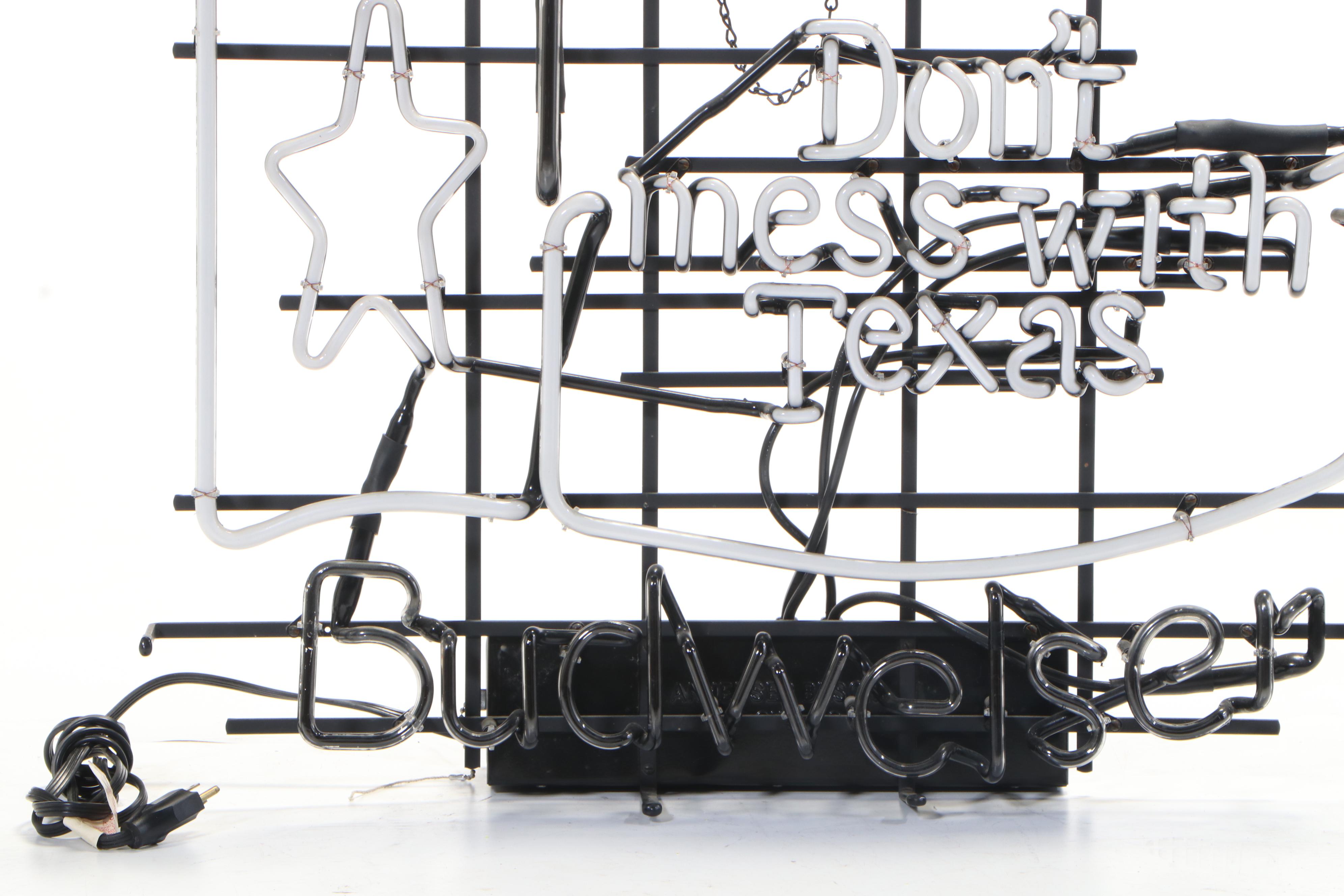 Budweiser Don't Mess With Texas Bar Neon Sign