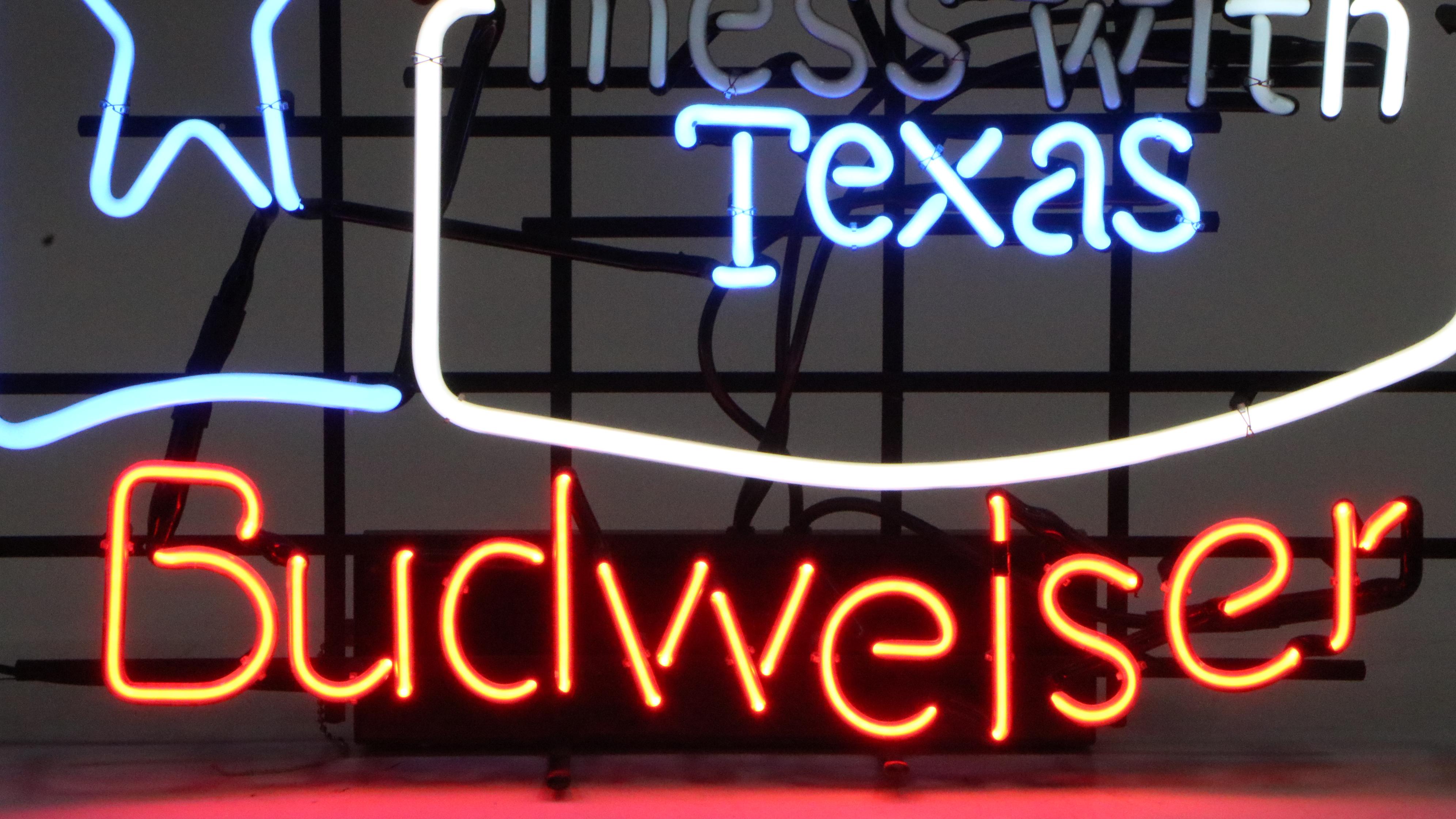 Budweiser Don't Mess With Texas Bar Neon Sign