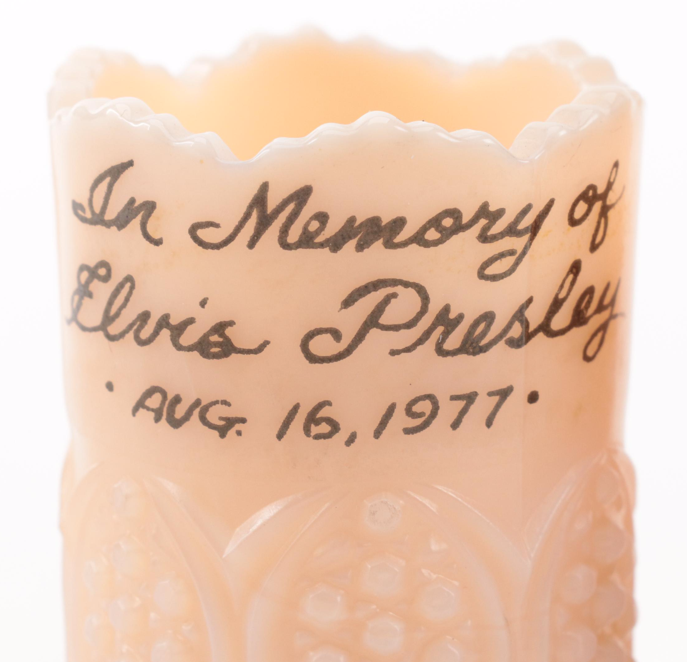 Pink Milk Glass Collection Including Elvis Dedication