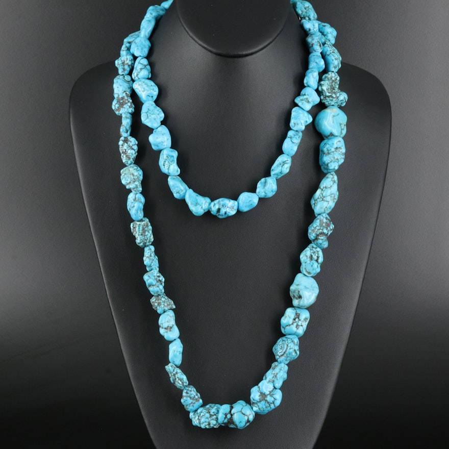 Magnesite Graduated Nugget Necklace with Sterling Clasp