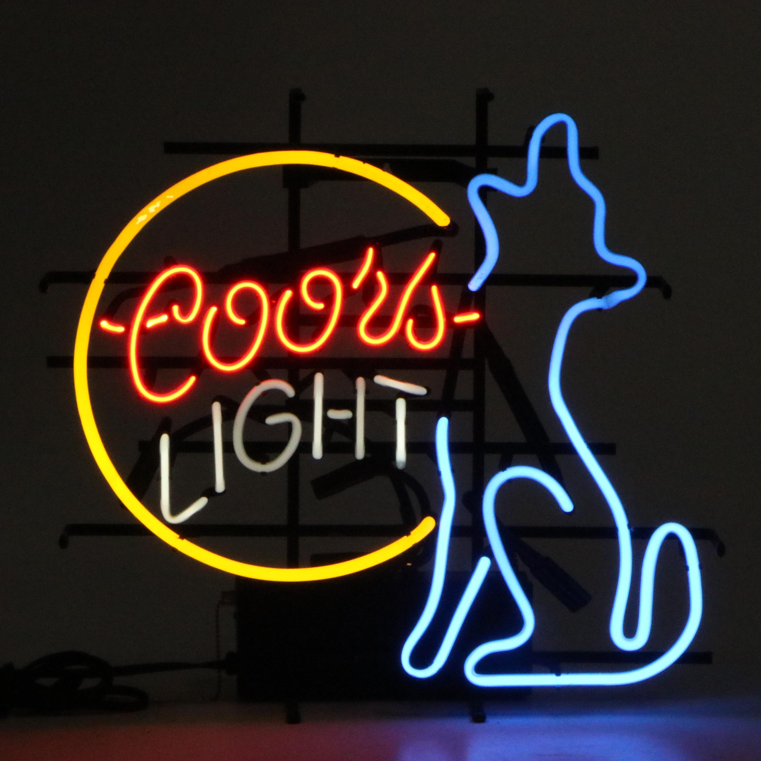 Coors Light Wolf Howling at Moon Neon Bar Sign
