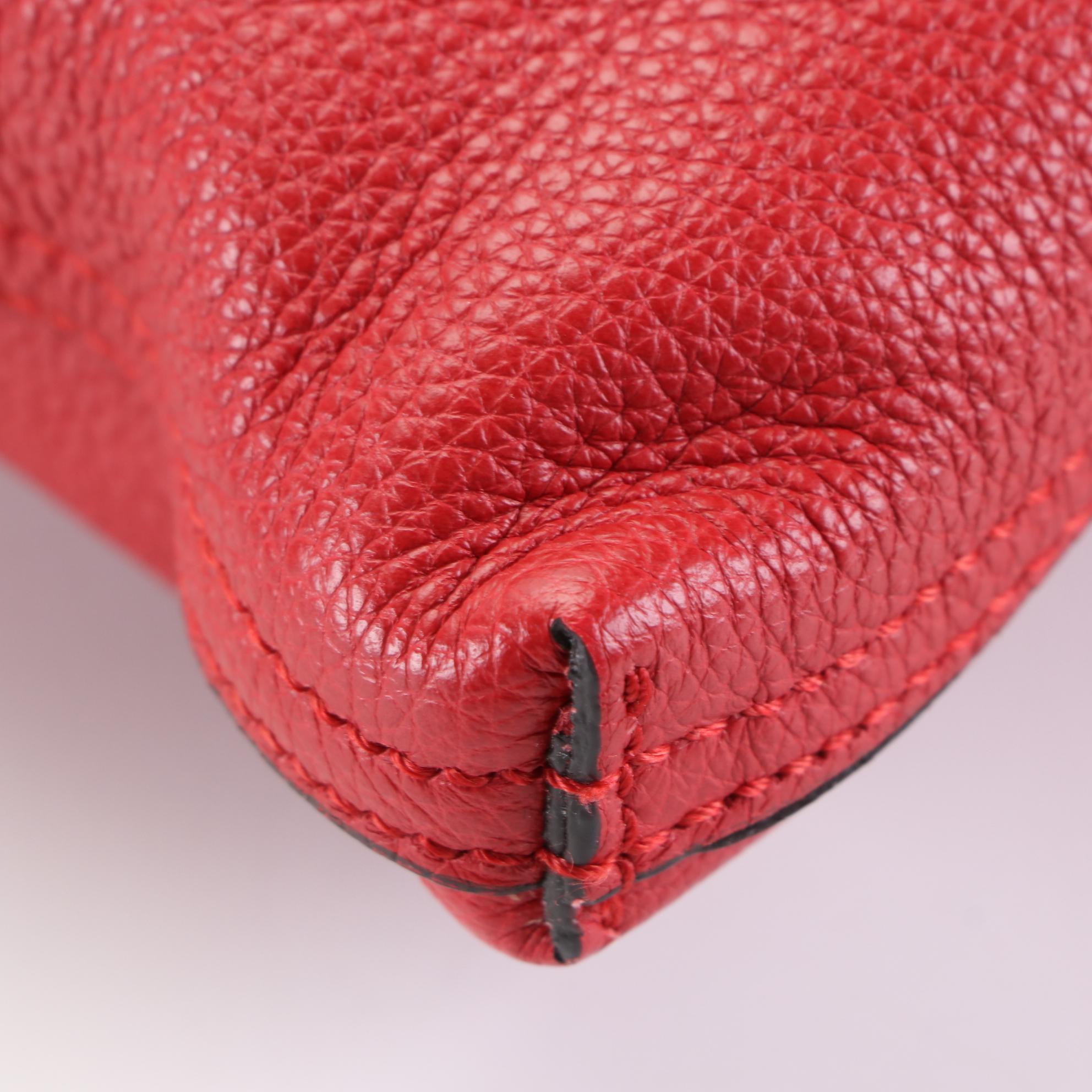 Gucci Logo Portfolio Pouch in Pebbled Calfskin Leather with Box