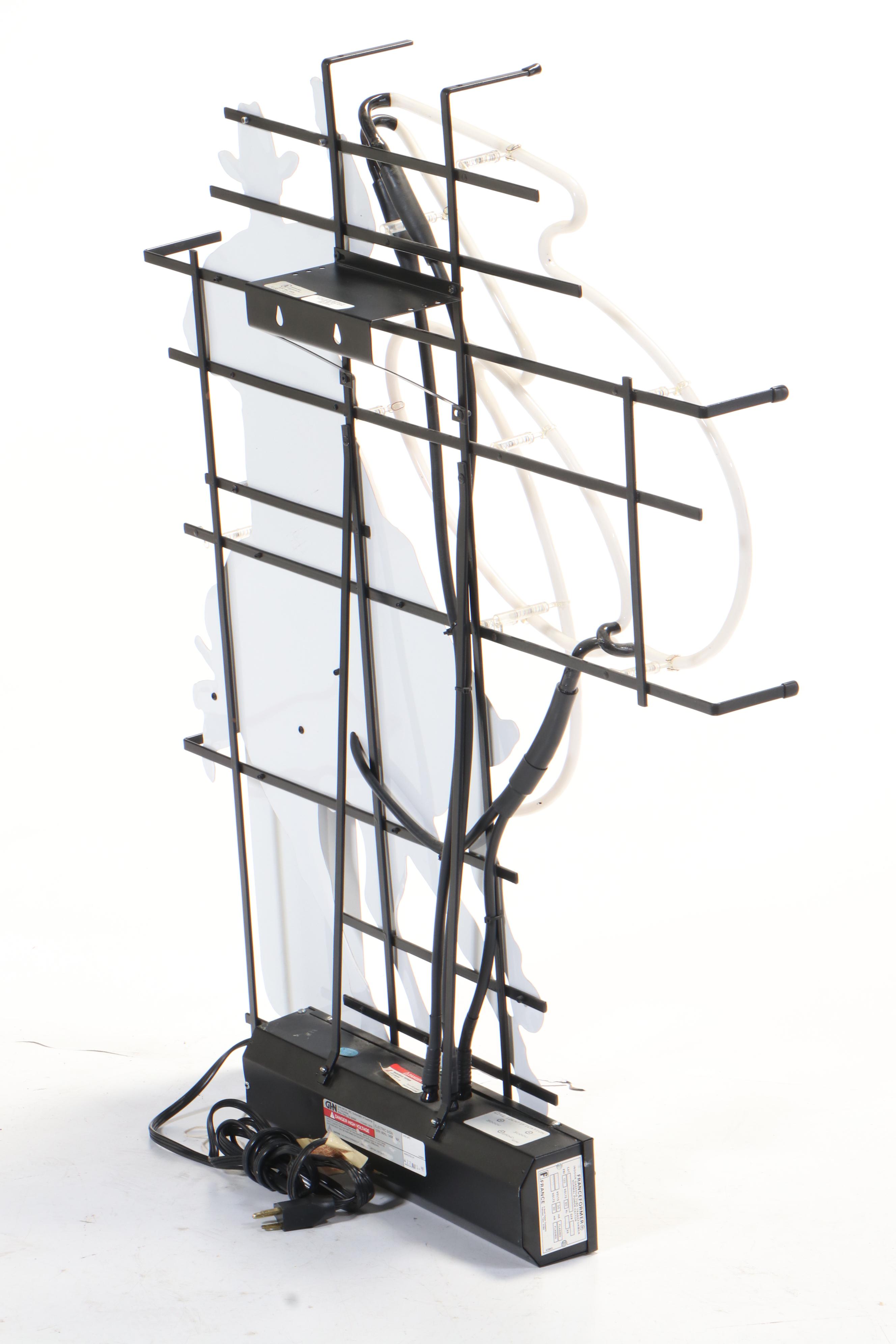 Coors Cowboy with Illuminated Lasso Bar Neon Sign