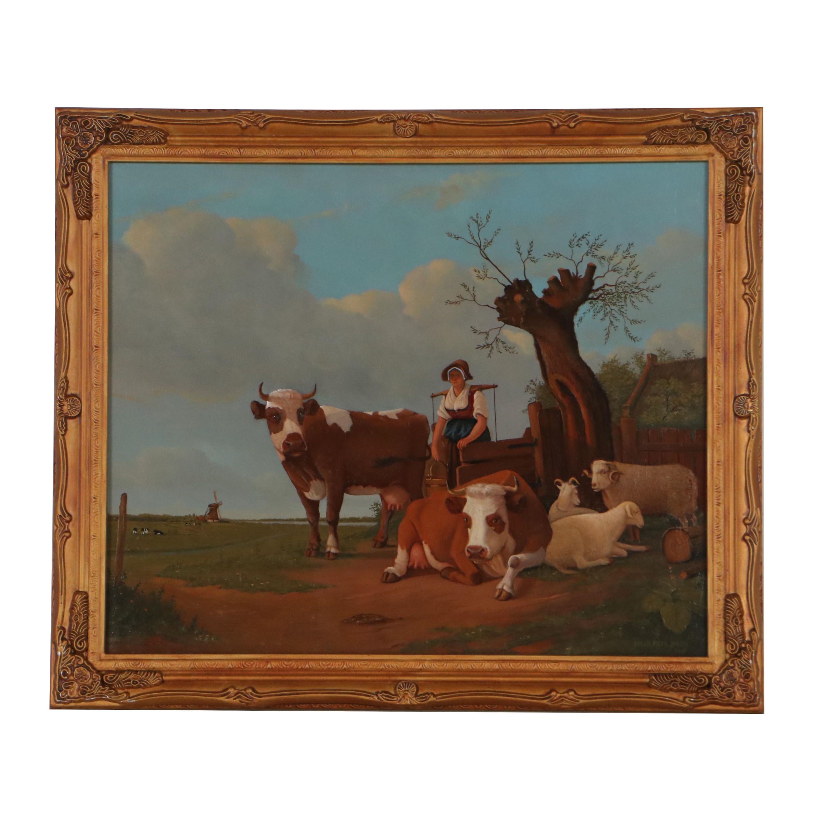 Jan van der Meer Dutch Pastoral Oil Painting, 2015