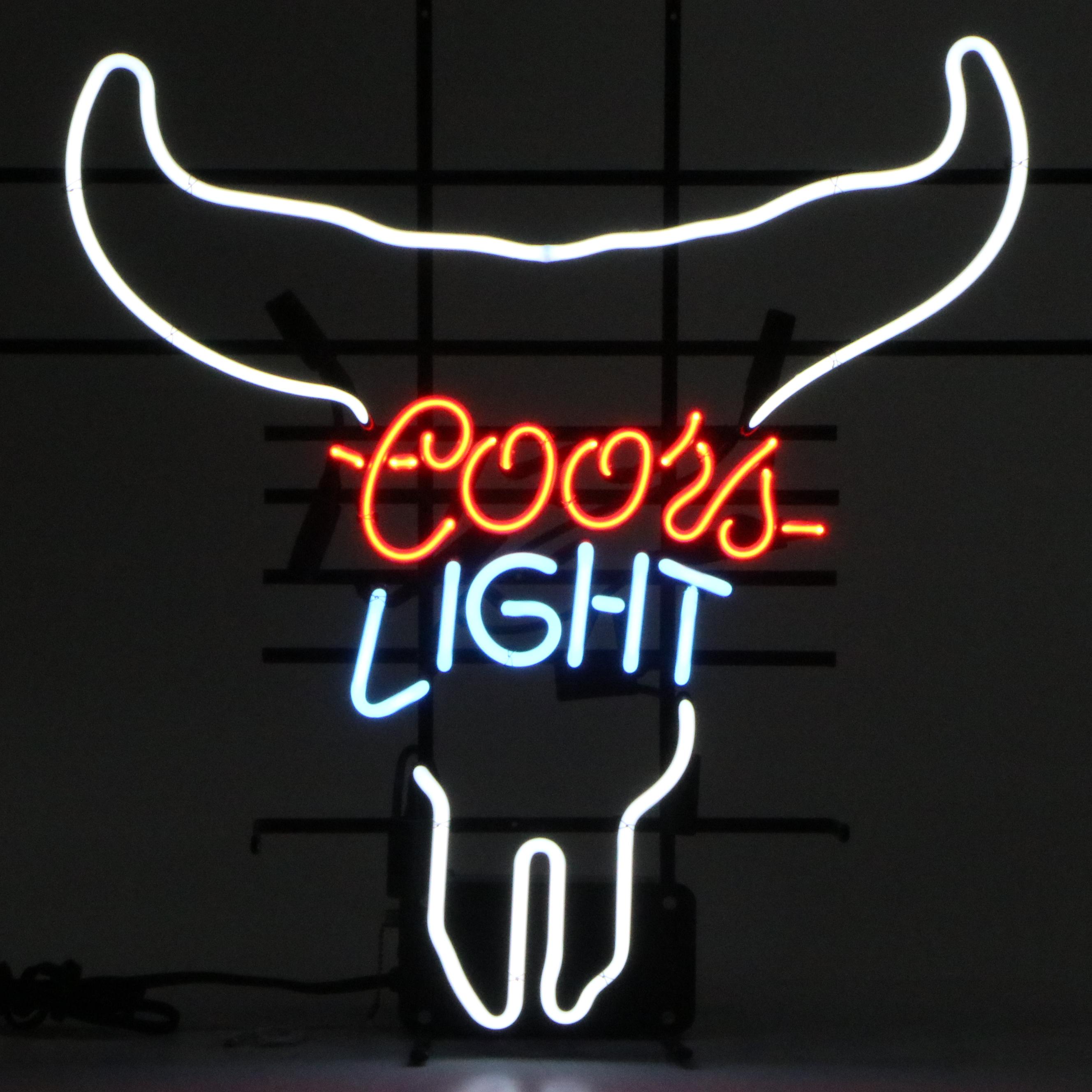 Coors Light Bull Horns and Skull Bar Neon Sign
