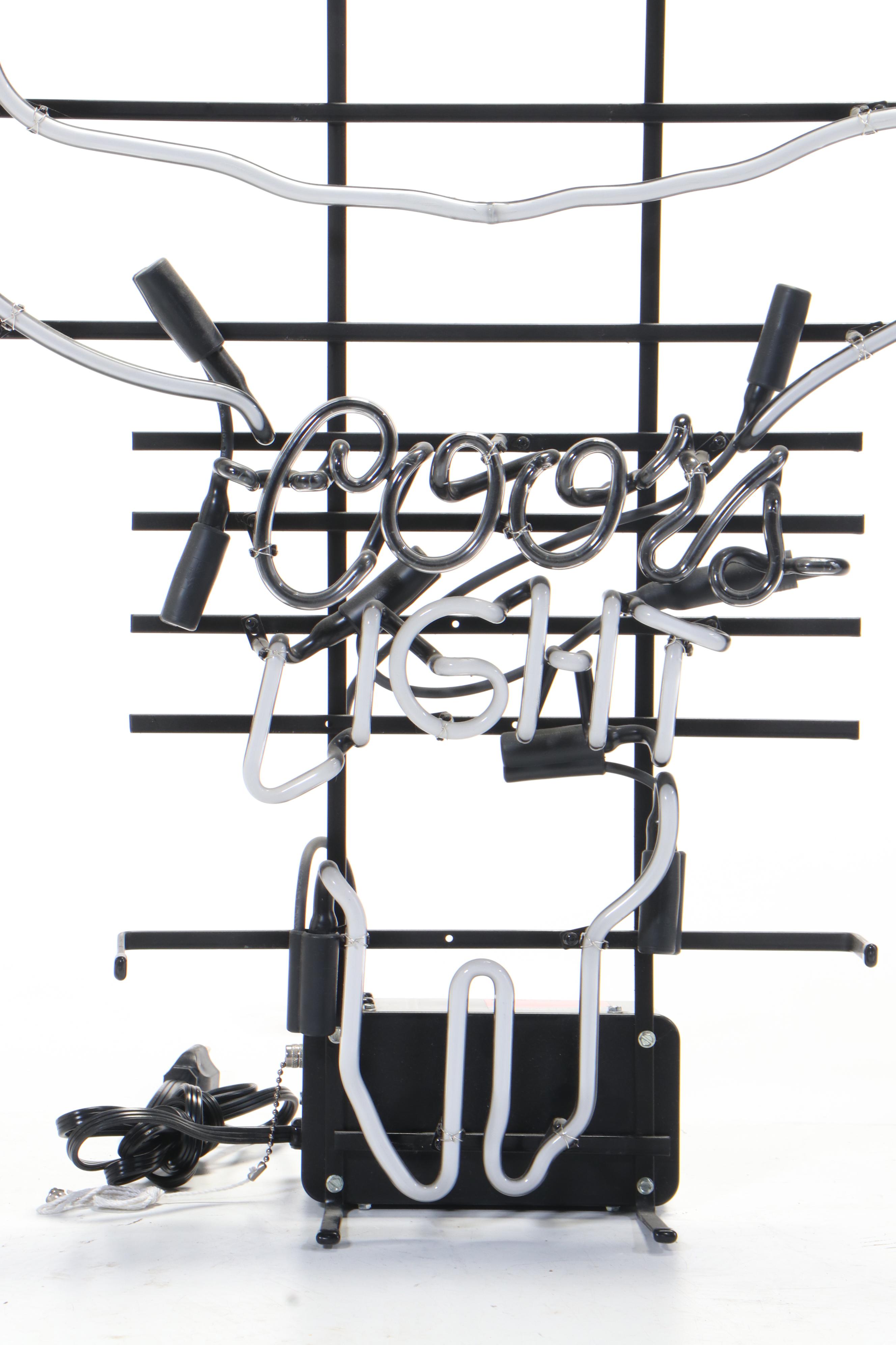 Coors Light Bull Horns and Skull Bar Neon Sign