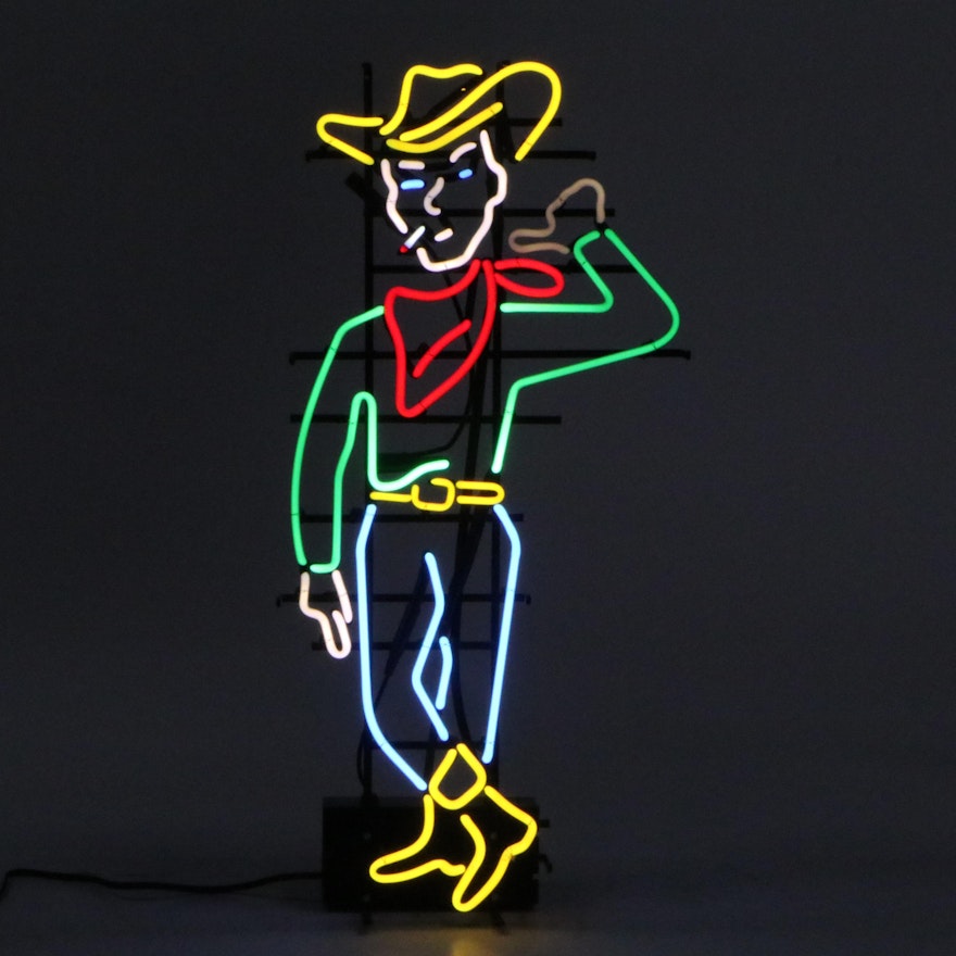 Bar Neon Sign Cowboy After Vegas "Vic", Late 20th Century