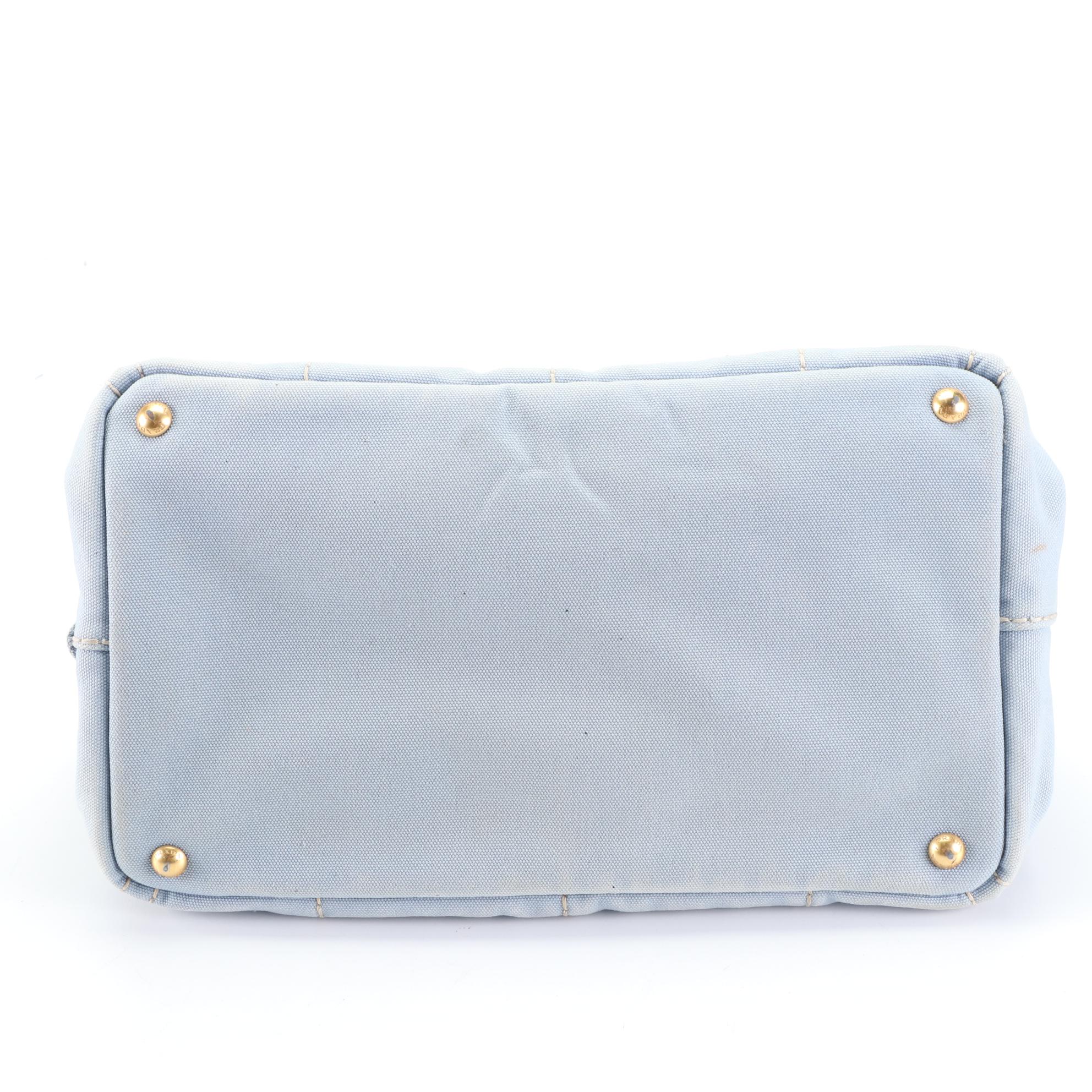 Prada Medium Canapa Logo Tote in Blue/White