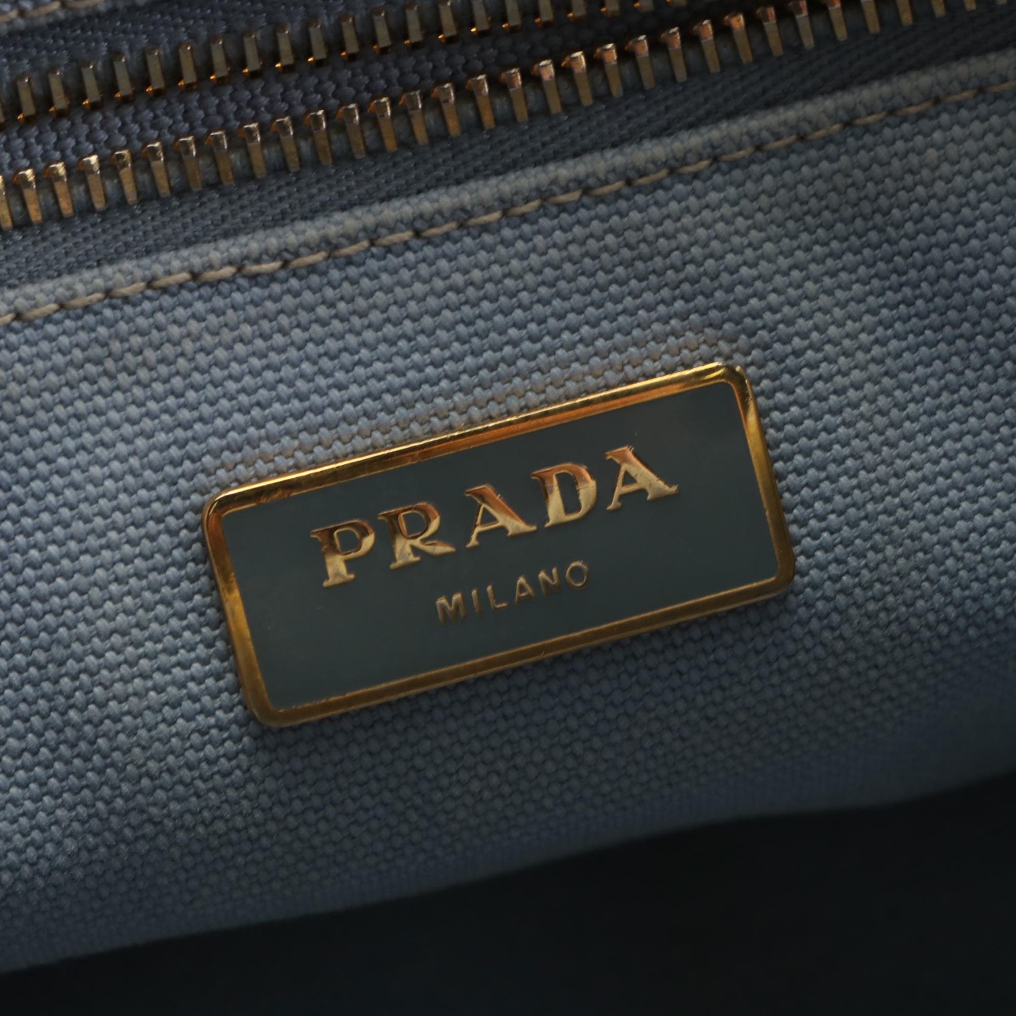 Prada Medium Canapa Logo Tote in Blue/White