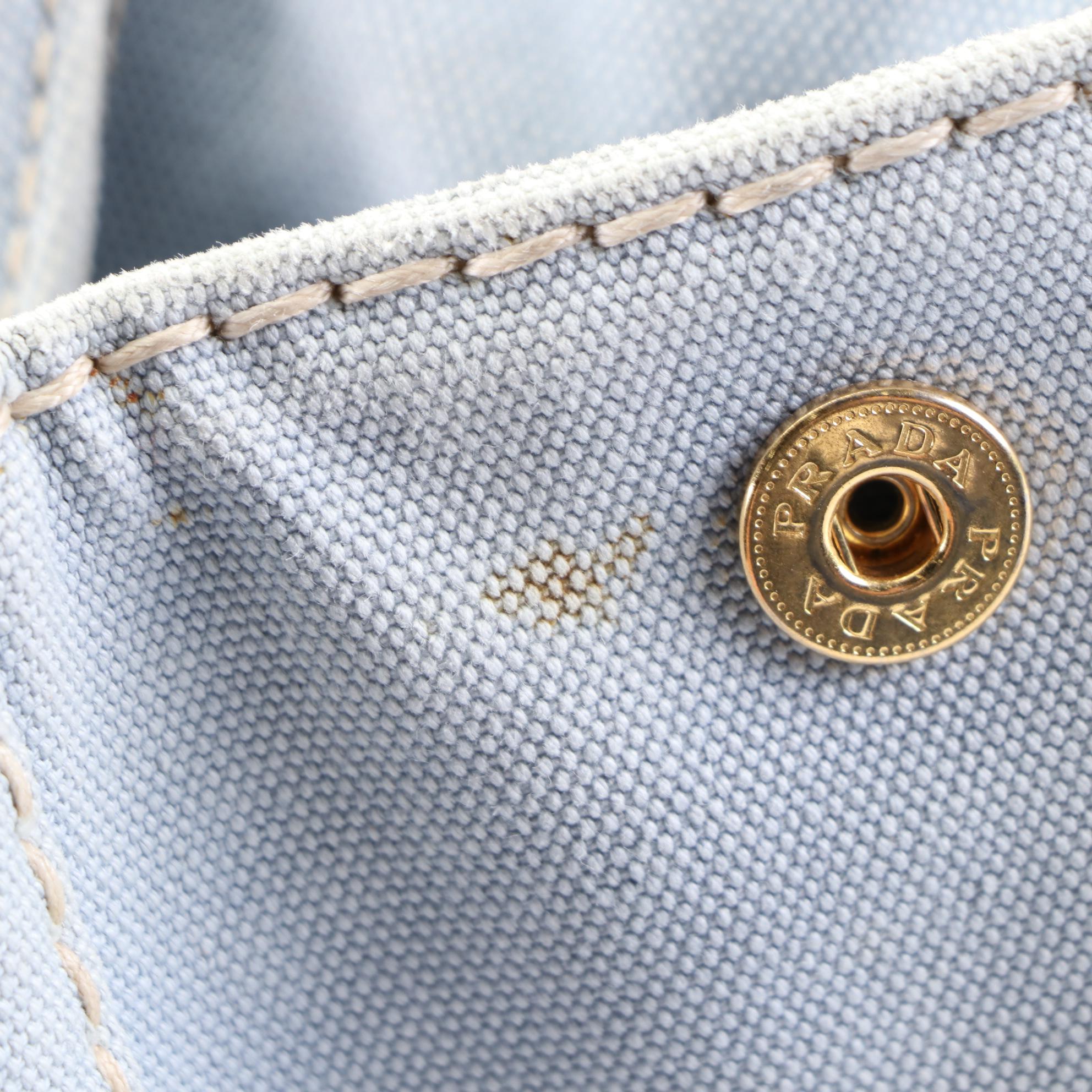 Prada Medium Canapa Logo Tote in Blue/White