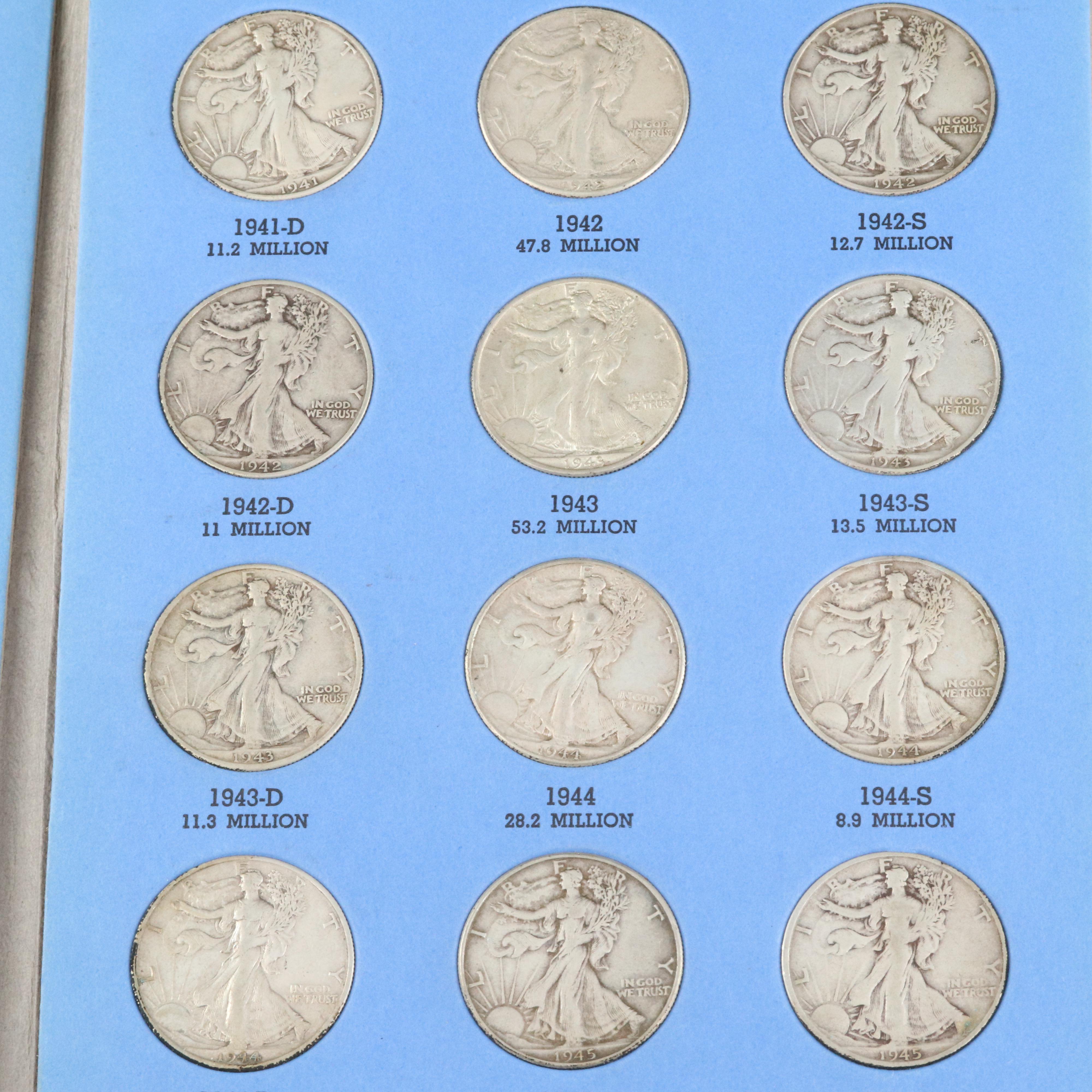 Walking Liberty Silver Half Dollar Collection from 1916-1947