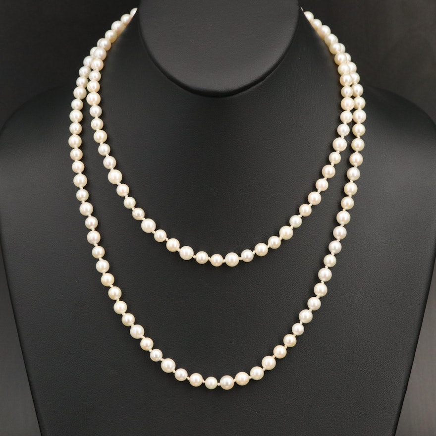 Pearl Necklace with 14K Pearl Accented Clasp