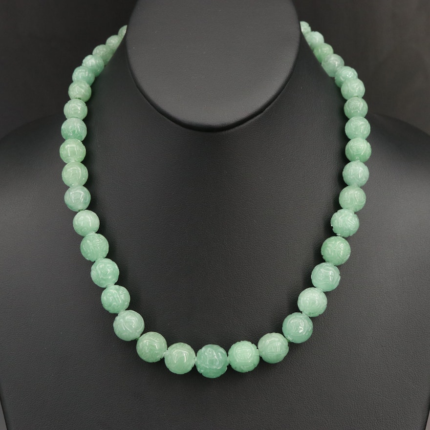 Jadeite Graduating Necklace with Sterling Clasp