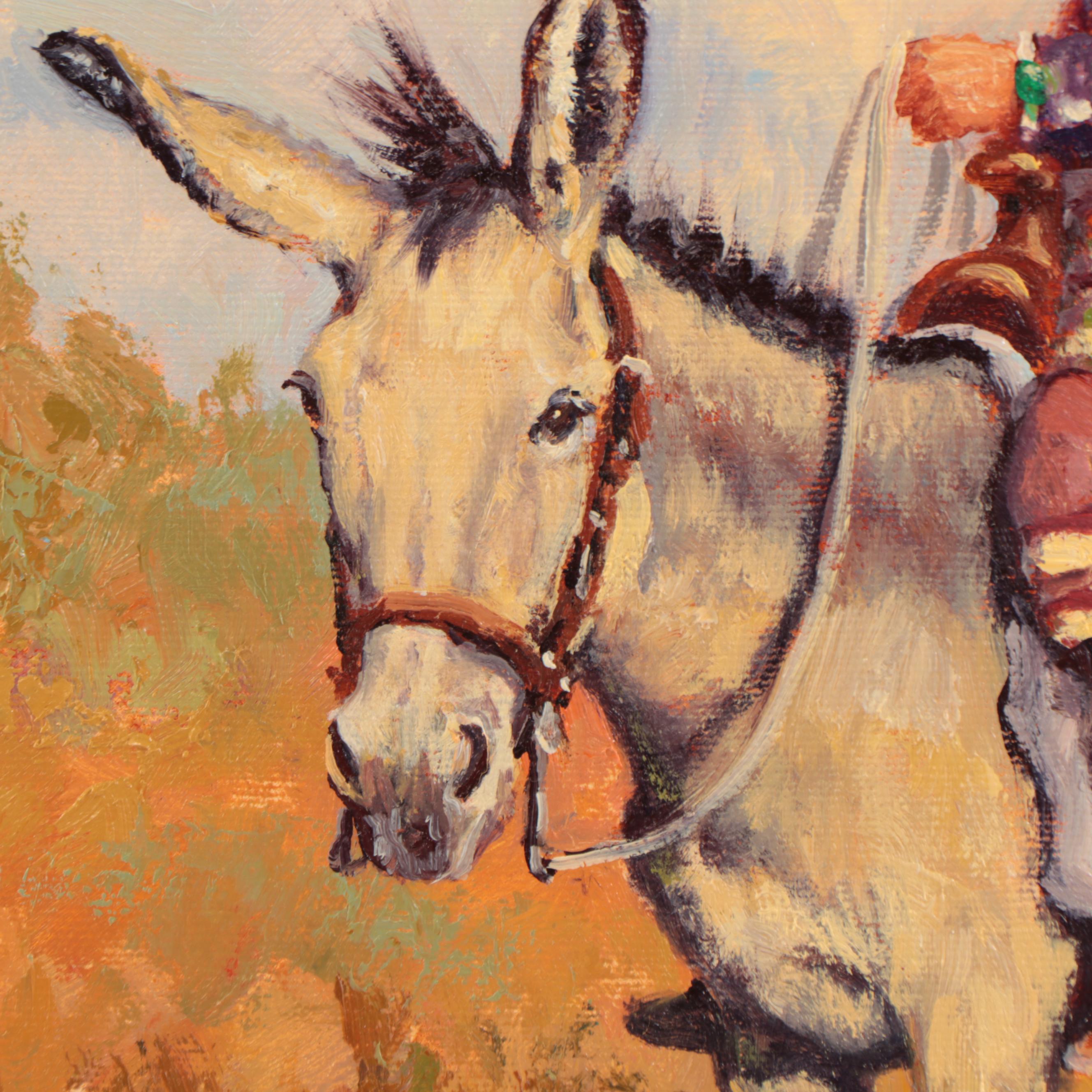 John Jones Oil Painting of Mother and Child on Mule, 2005