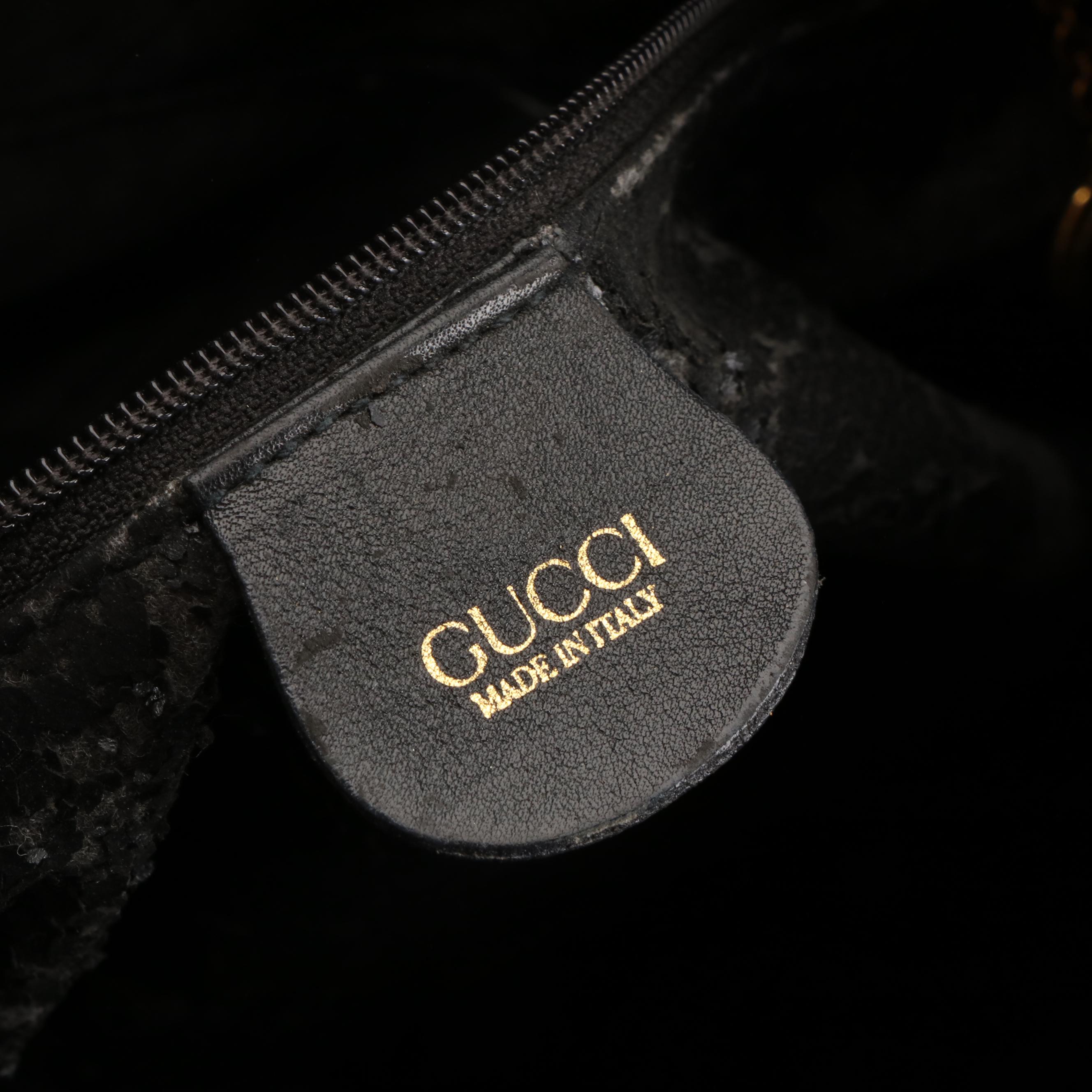 Gucci Bamboo Two-Way Shoulder Bag in Black Leather