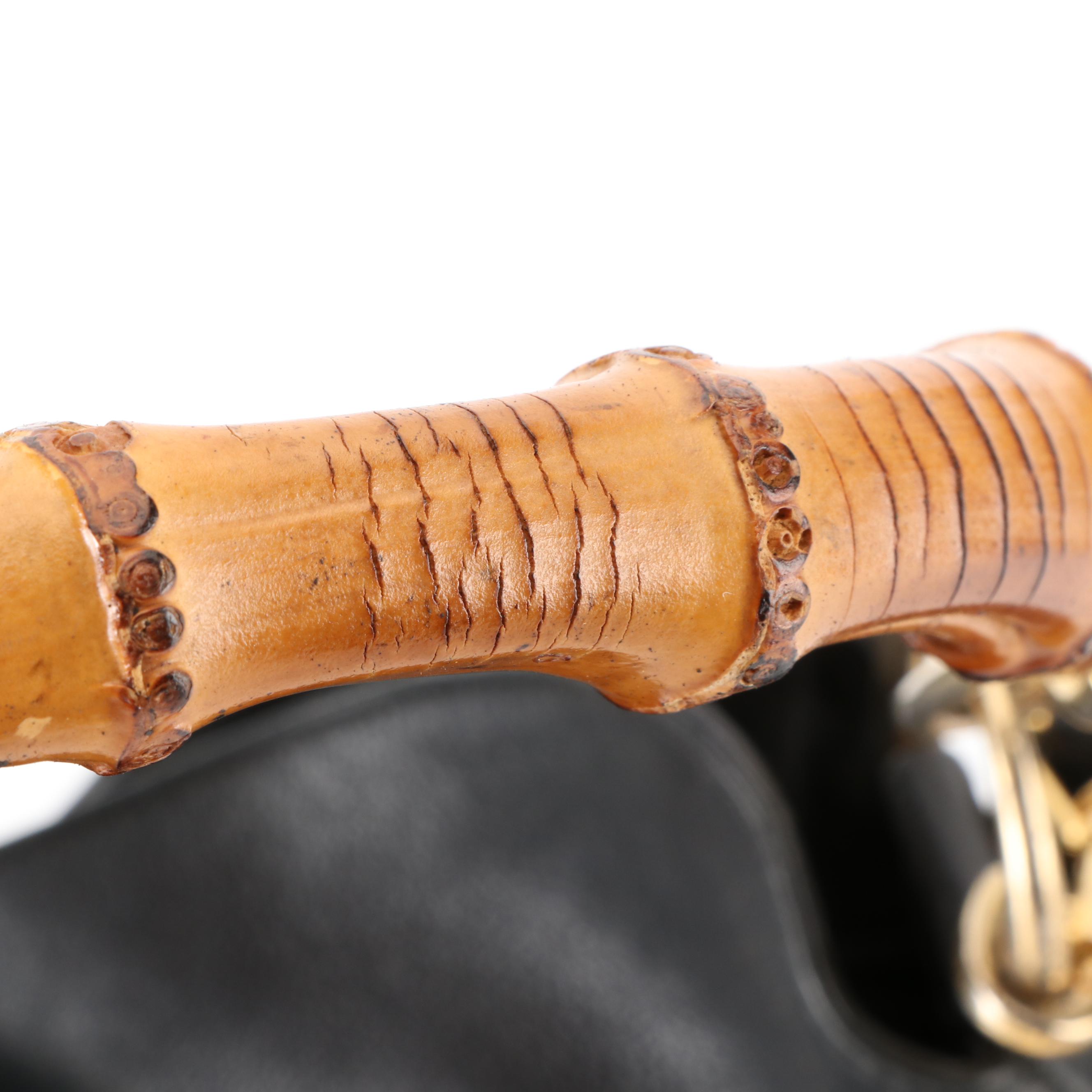 Gucci Bamboo Two-Way Shoulder Bag in Black Leather