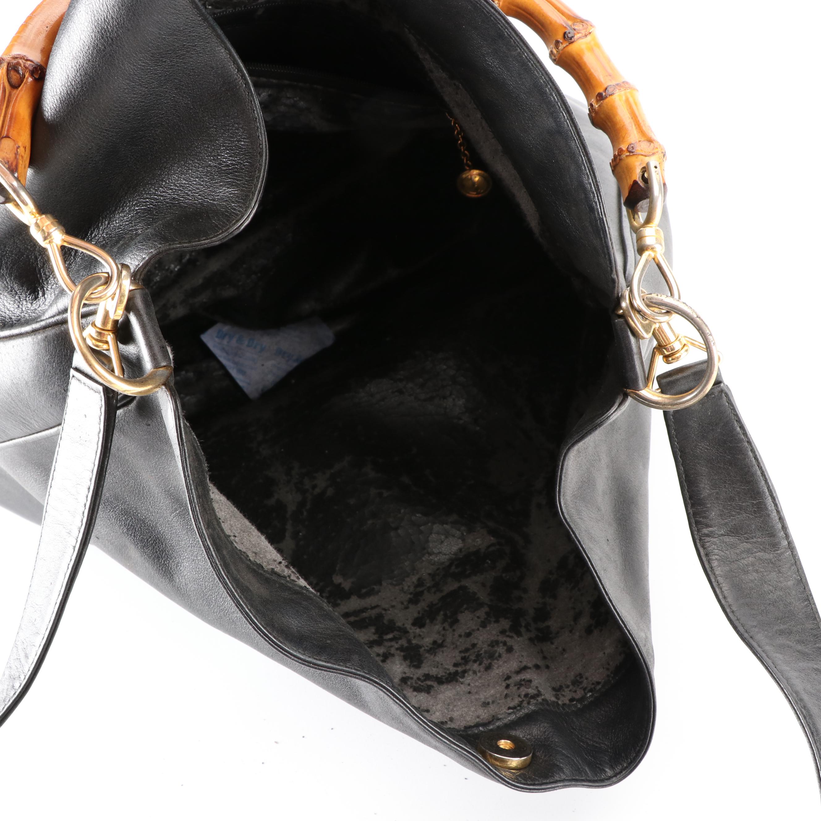 Gucci Bamboo Two-Way Shoulder Bag in Black Leather