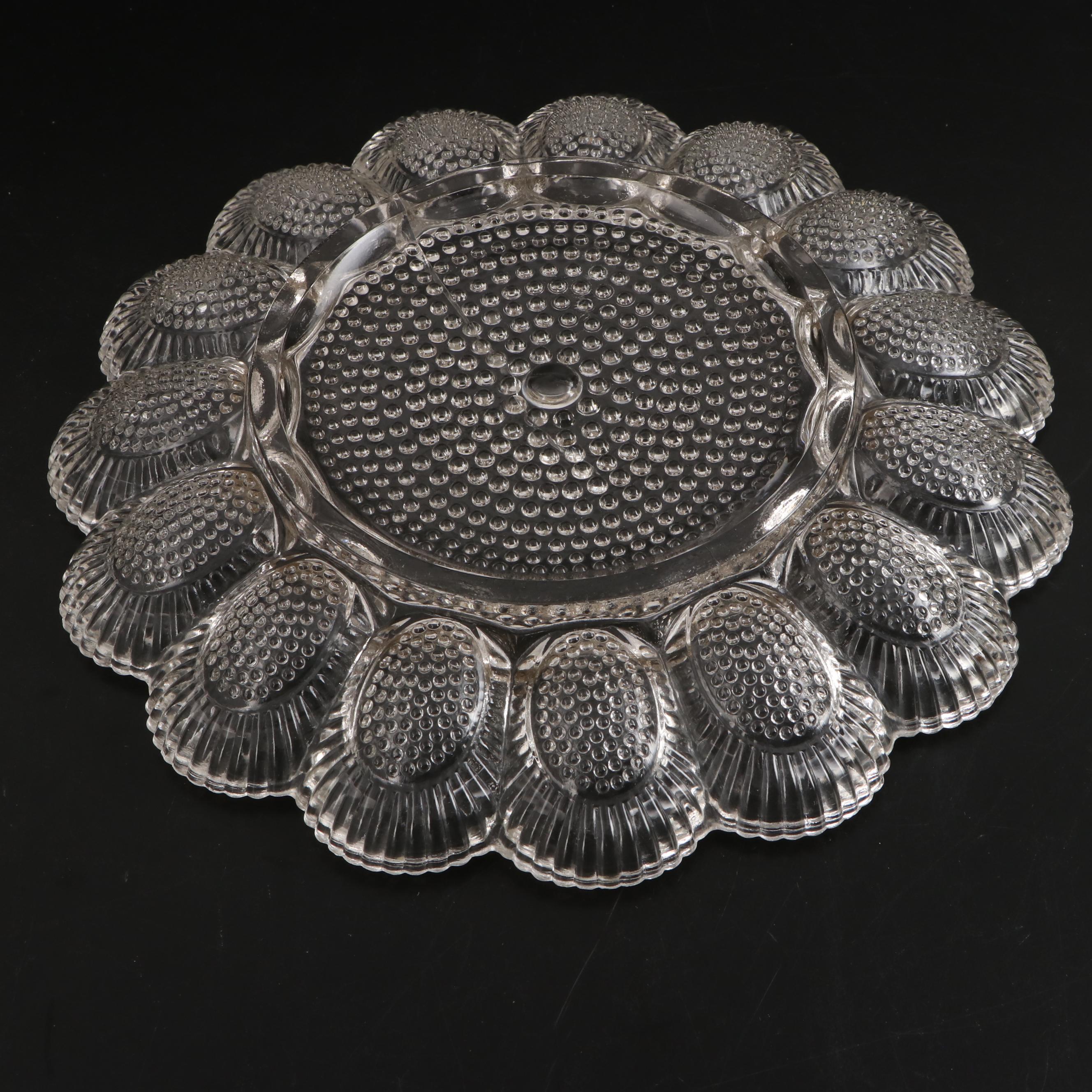 EAPG Compote with Hobnail Egg Dish and Other Tableware