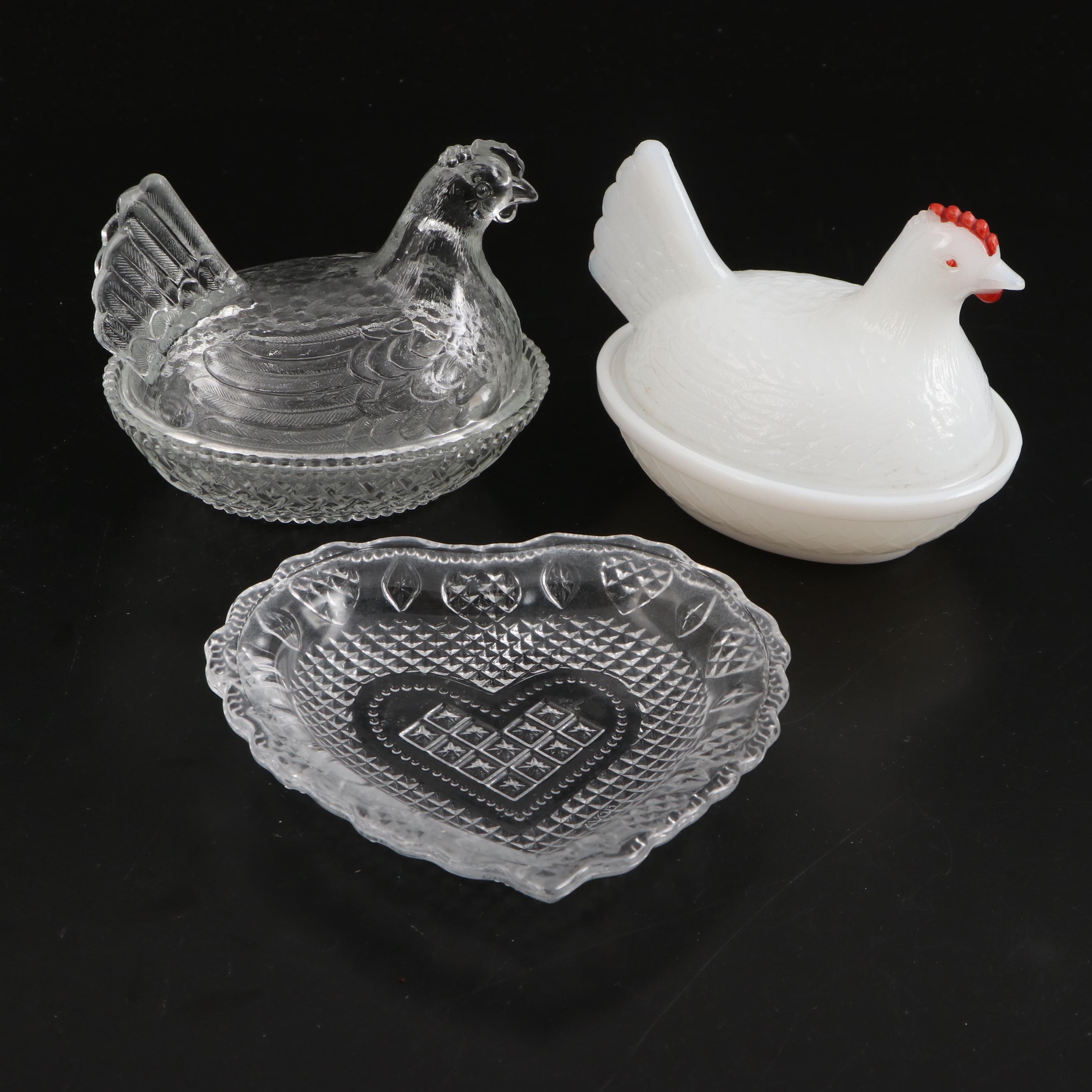 EAPG Compote with Hobnail Egg Dish and Other Tableware