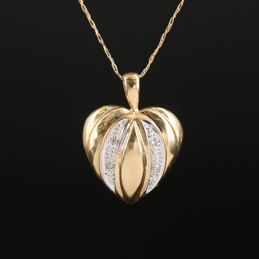 10K 0.02 CTW Diamond Heart Pendant Necklace