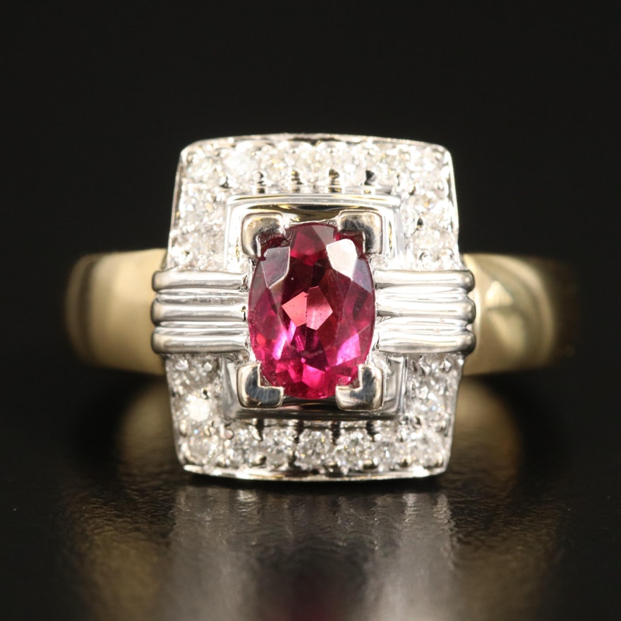 18K Rubellite Tourmaline and Diamond Ring