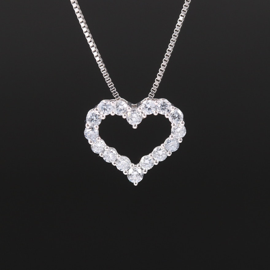 Sterling Lab Grown Diamond Heart Pendant Necklace