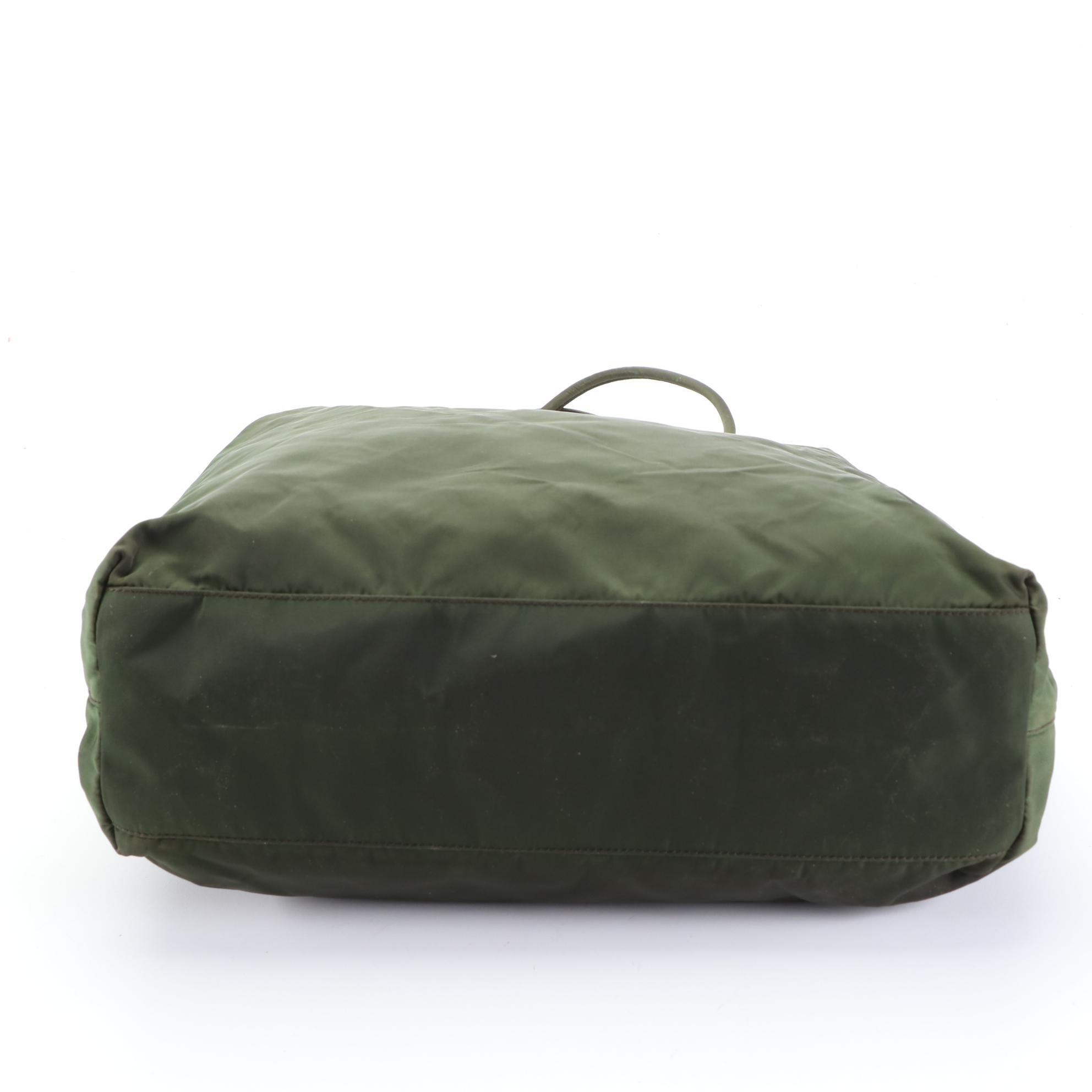 Prada Medium Zip Shoulder Bag in Green Nylon Gabardine