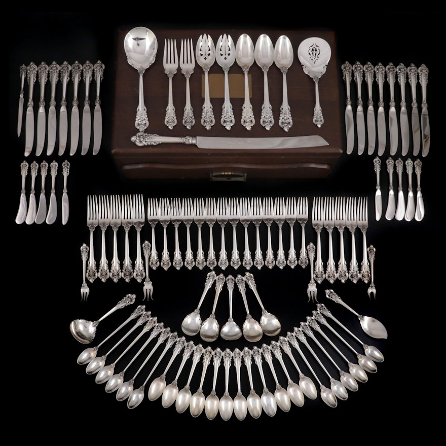 Wallace "Grande Baroque" Sterling Silver Flatware and Utensils in Chest