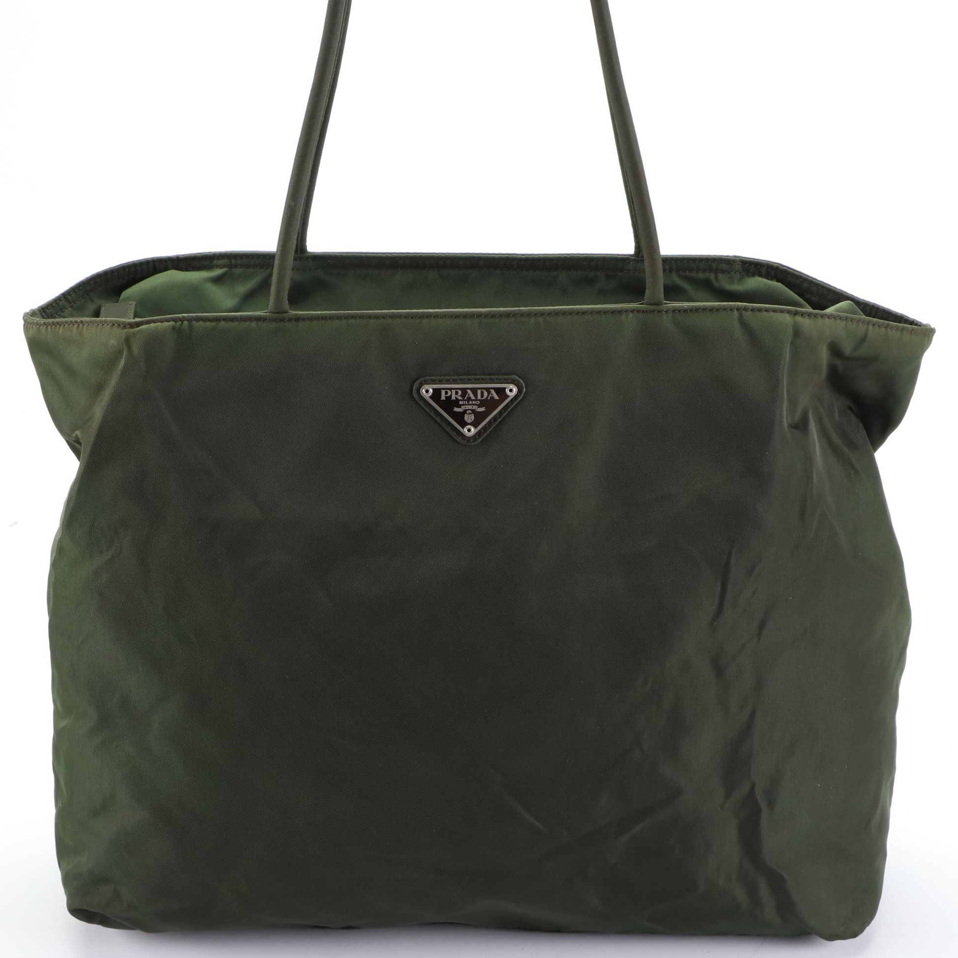 Prada Medium Zip Shoulder Bag in Green Nylon Gabardine