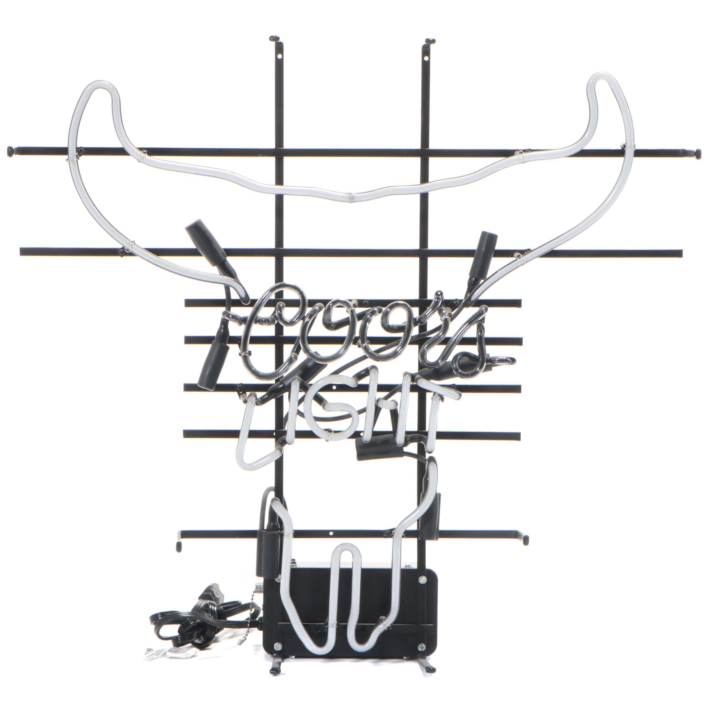 Coors Light Bull Horns and Skull Bar Neon Sign