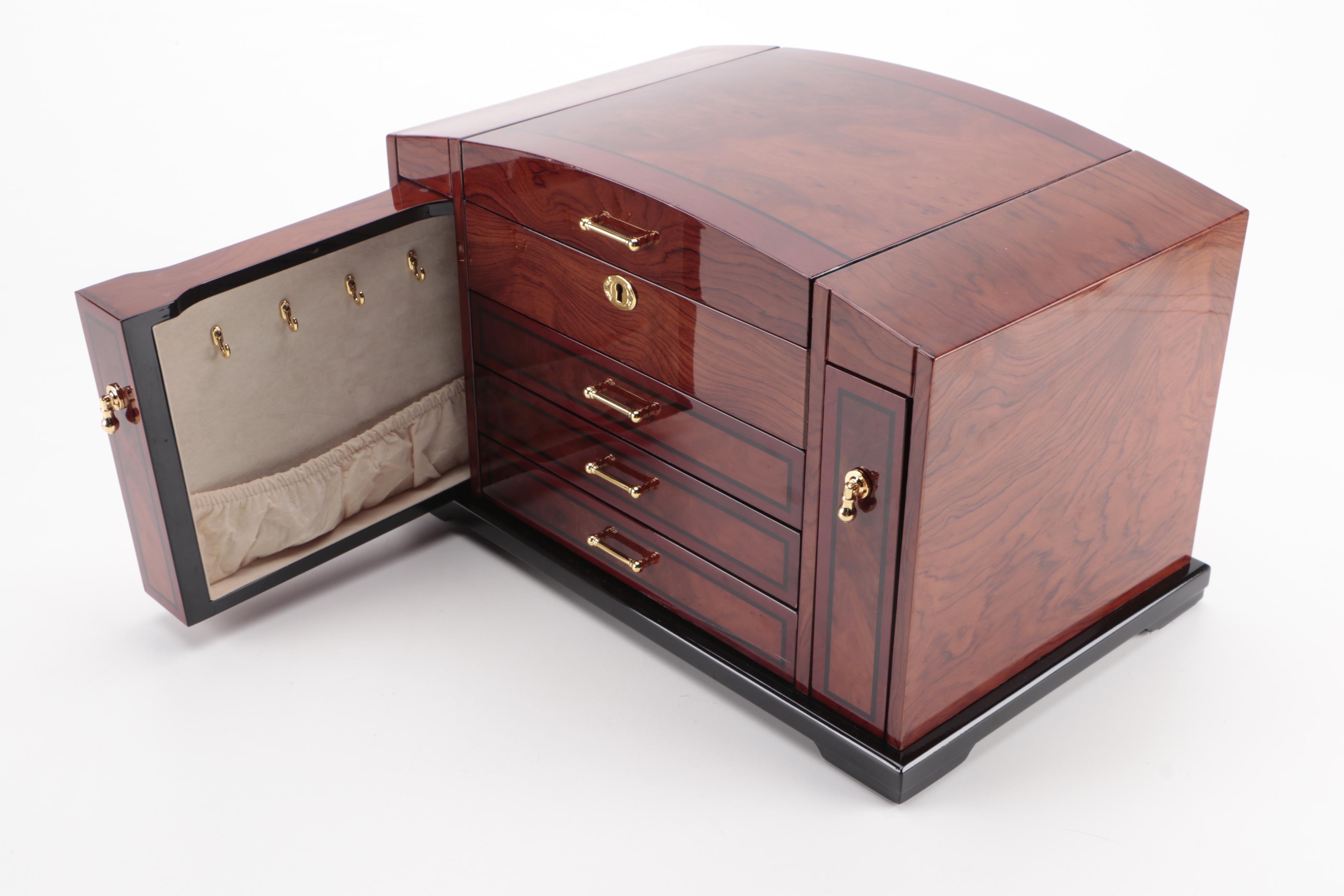 Jere High Gloss Finish Exotic Hardwood Jewelry Box