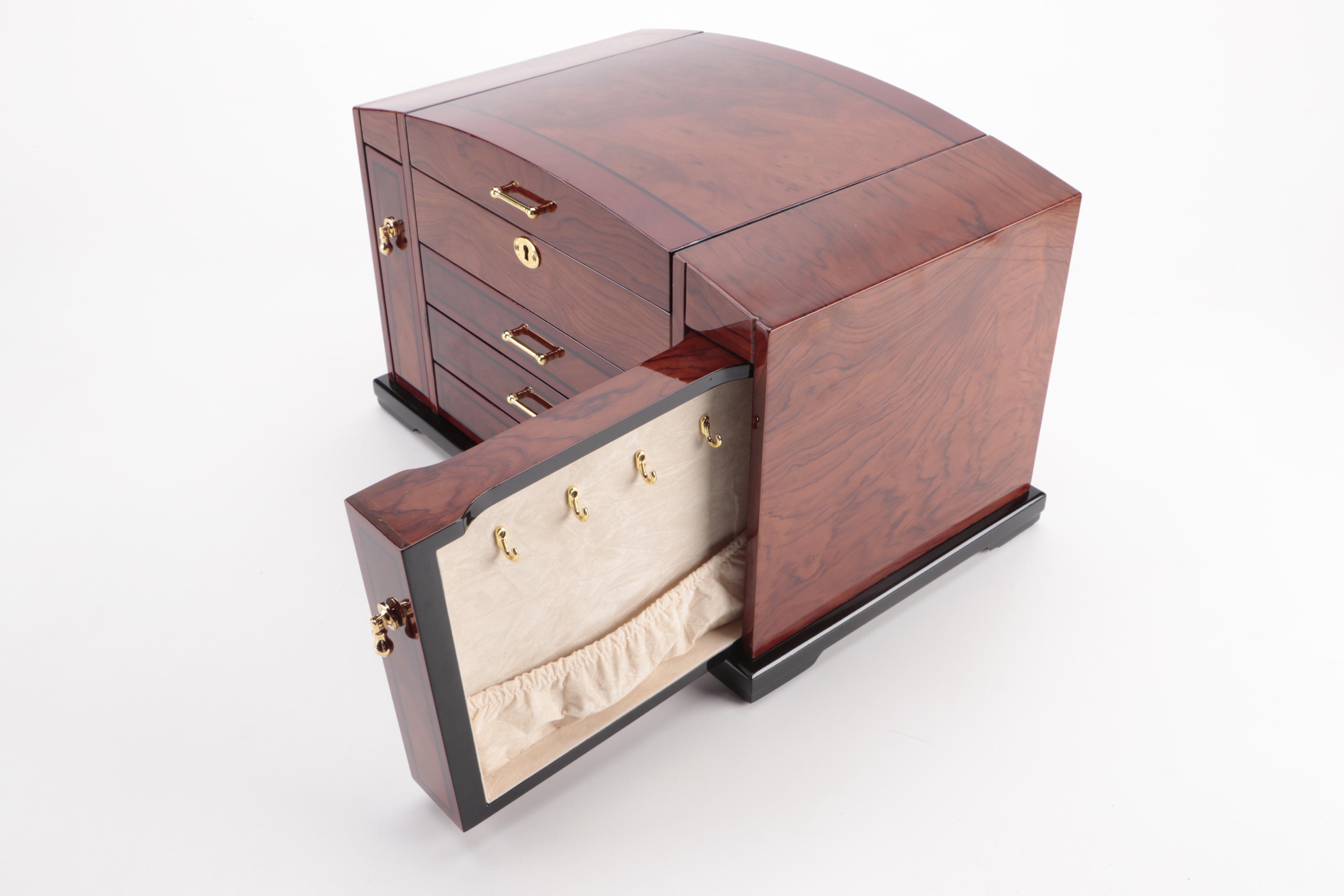 Jere High Gloss Finish Exotic Hardwood Jewelry Box