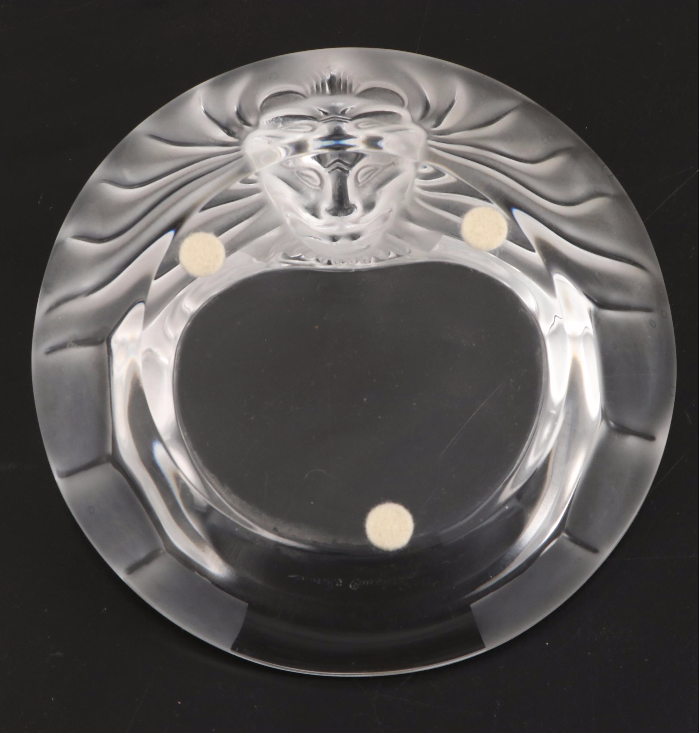 Lalique "Tête de Lion" Frosted Crystal Ashtray