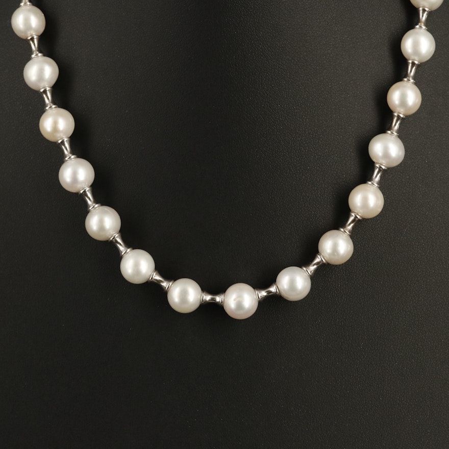 14K Pearl Station Necklace